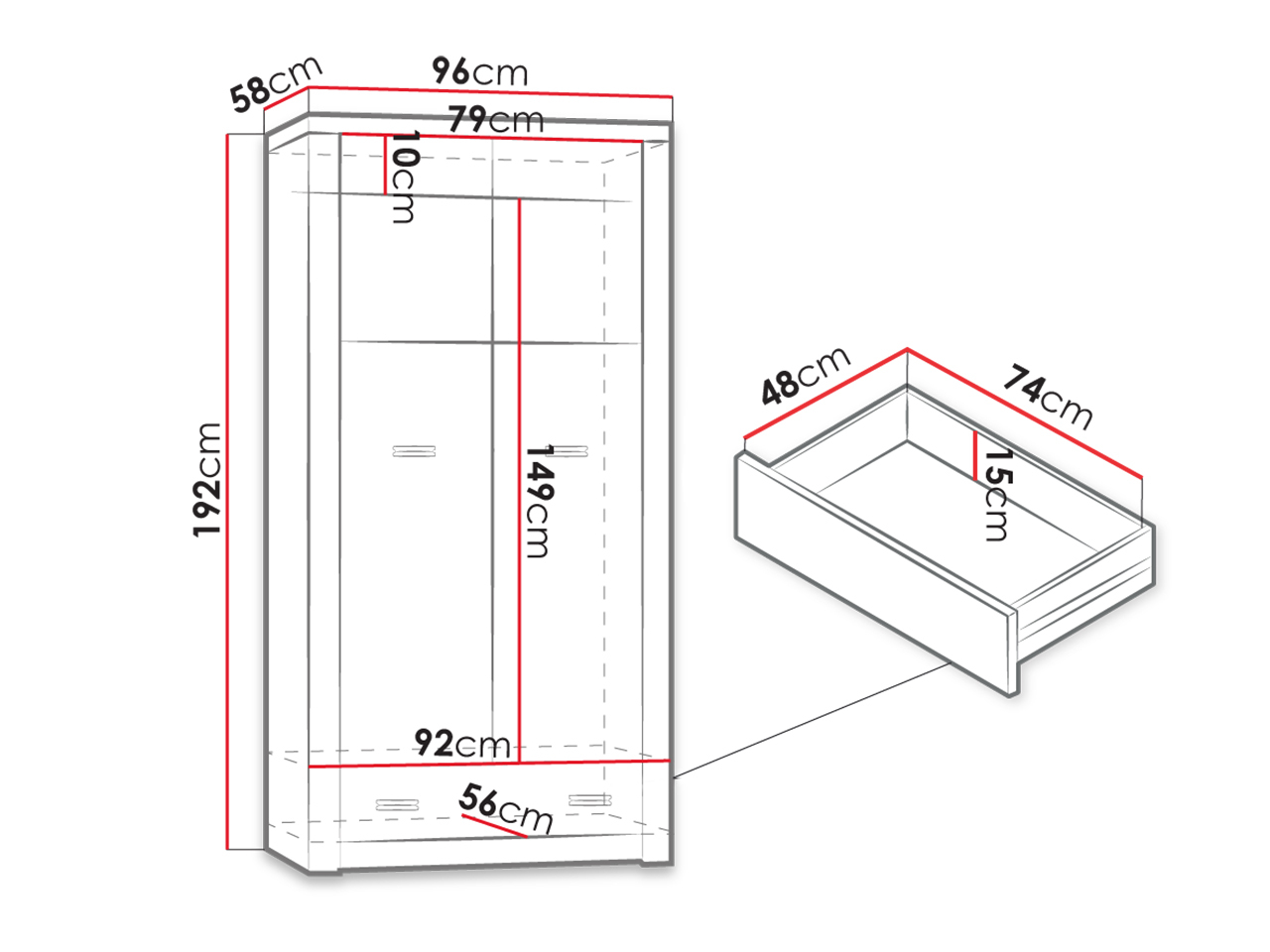 Wardrobe Serfeno 100 (Dark ash)
