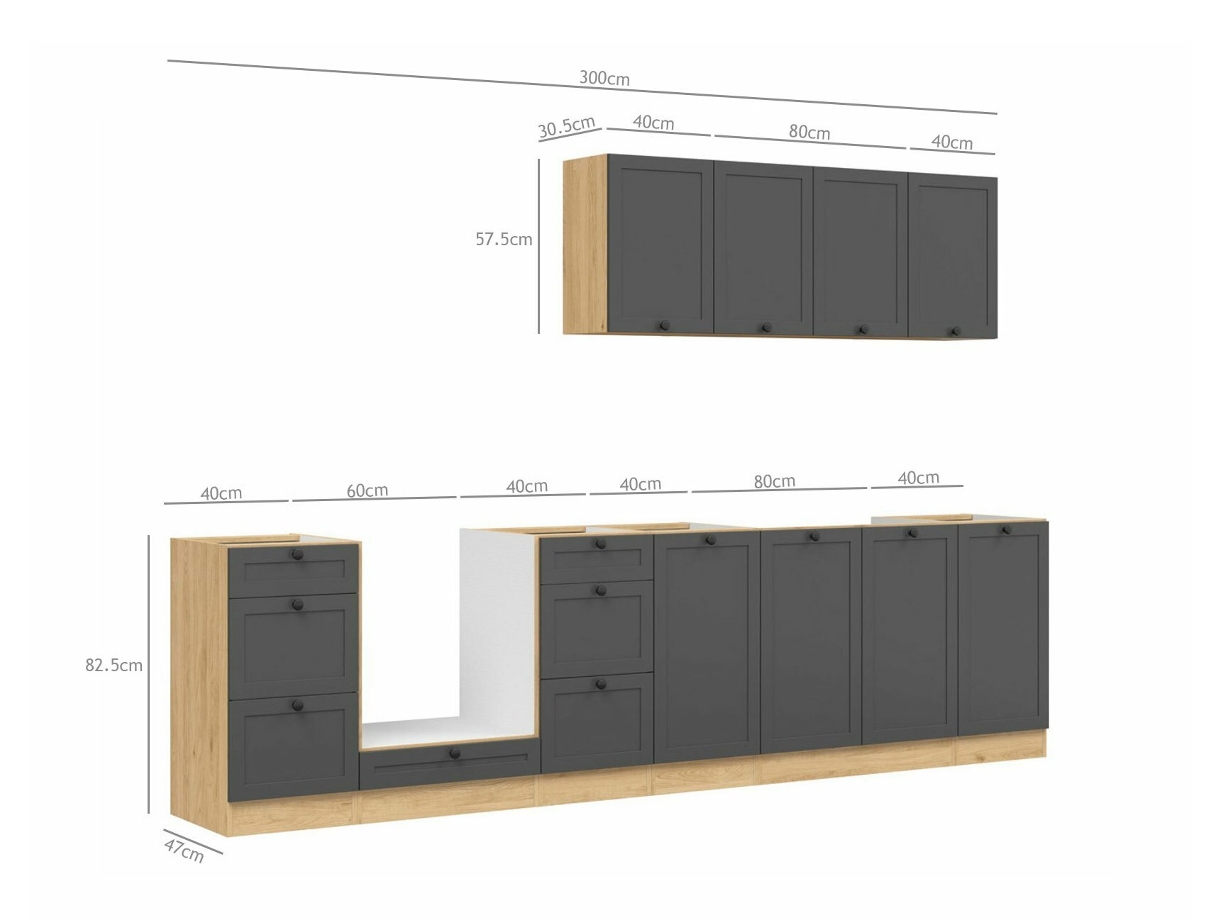 Modular kitchen set Classic Grey Oak 119