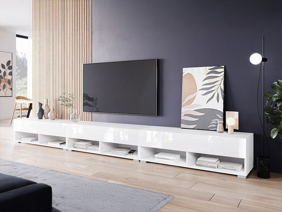 TV stand Sarasota 144 (White + Glossy white)