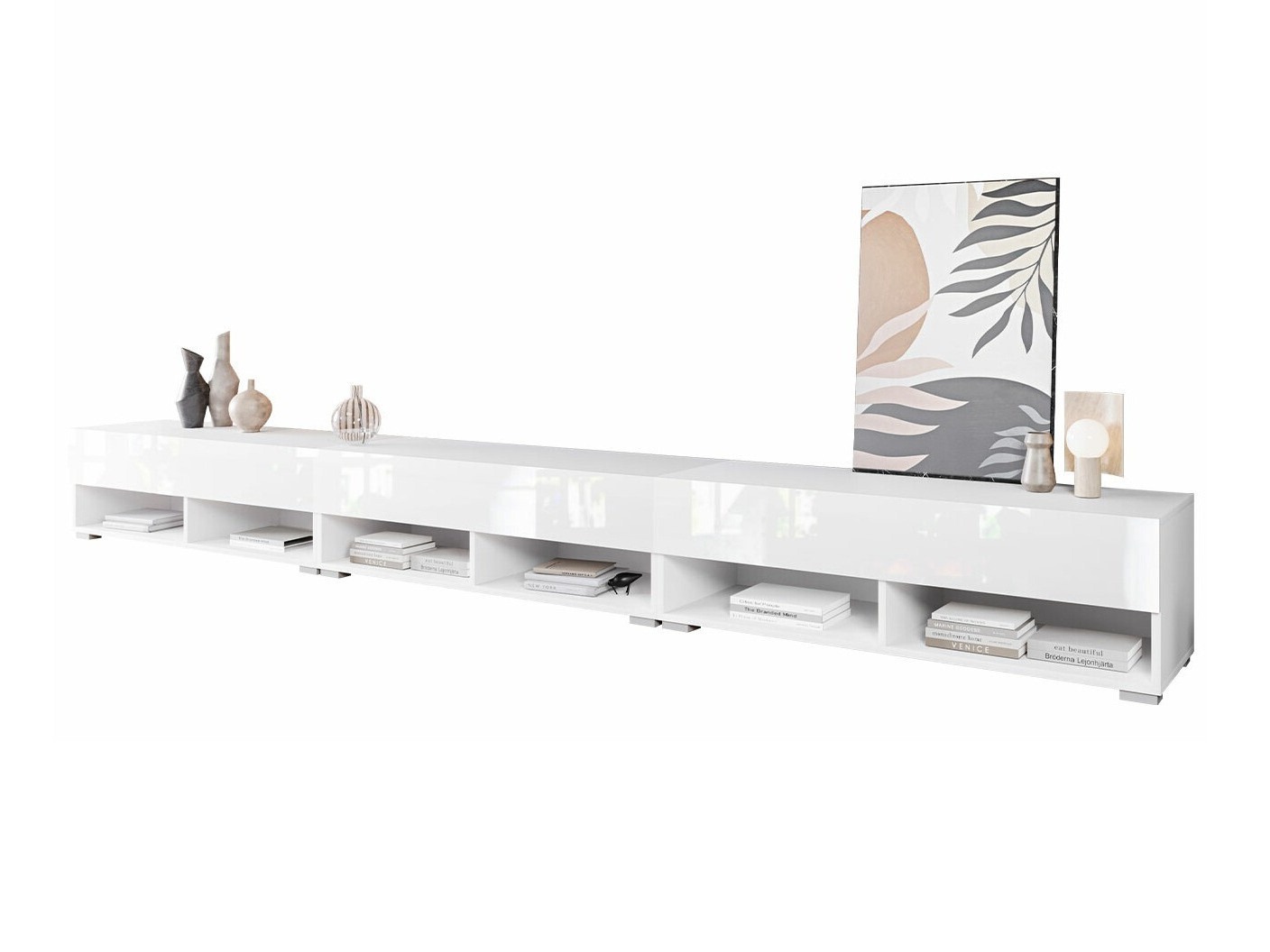 TV stand Sarasota 144 (White + Glossy white)