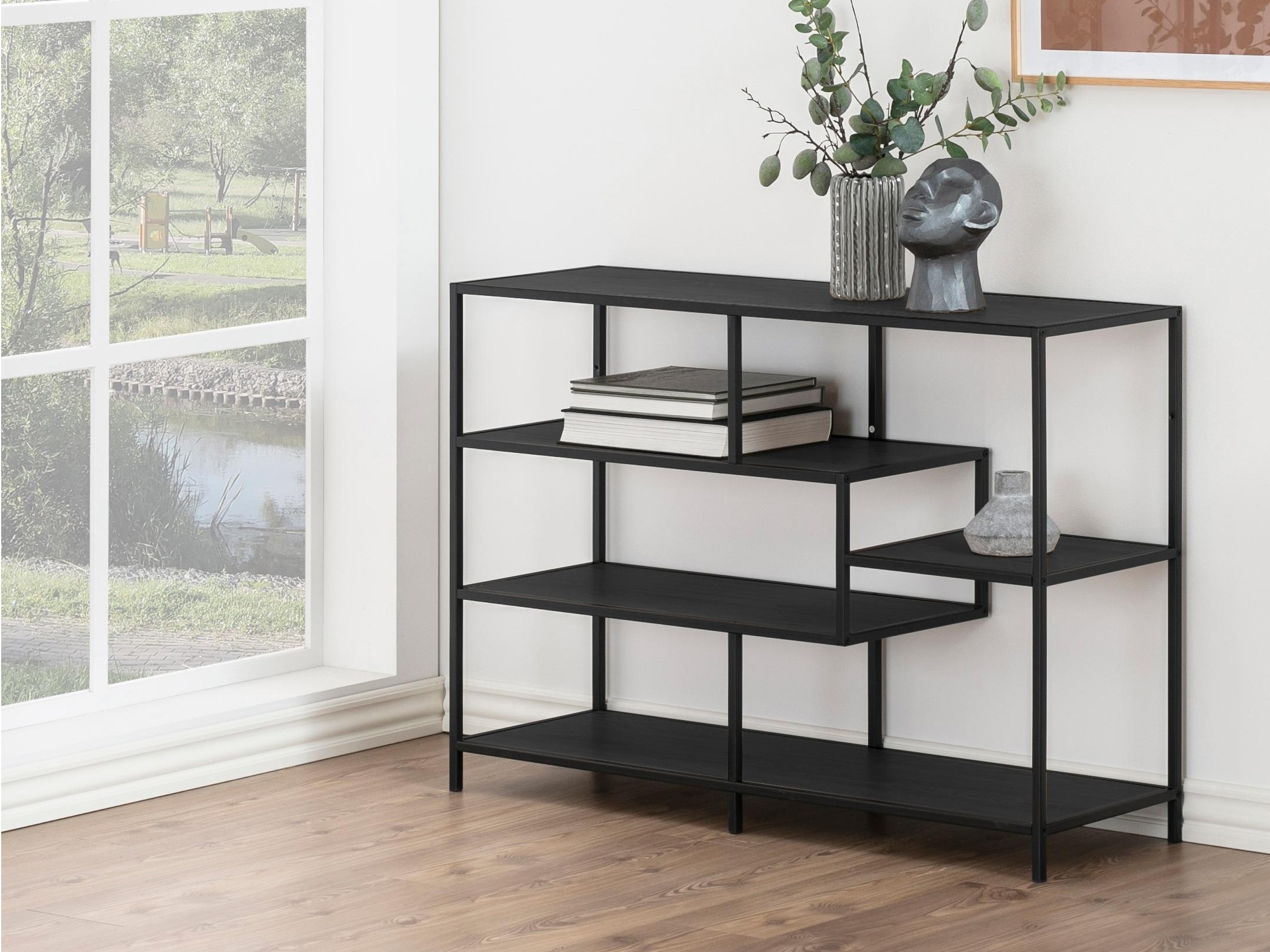 Bookcase Norsica Sevferi 102 (Black ash + Black)