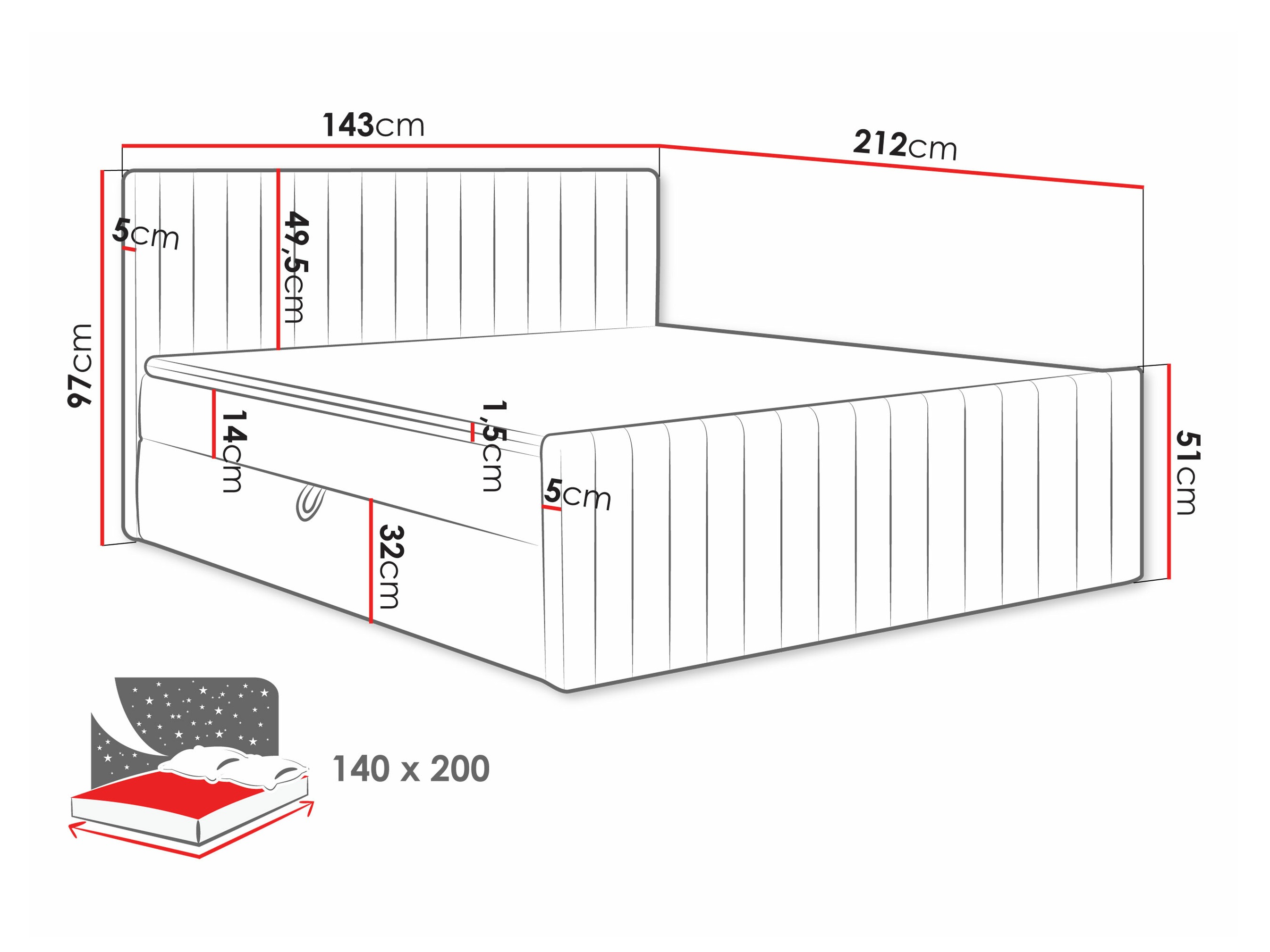 Continental bed Comfivo 482 (Manila 18)