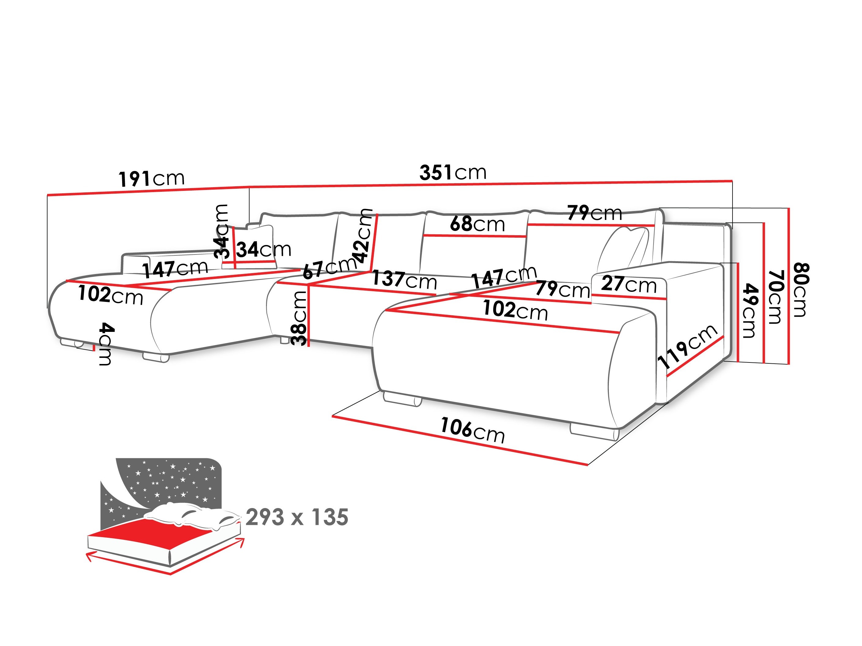 Corner sofa Comfivo Equus (Poso 135)