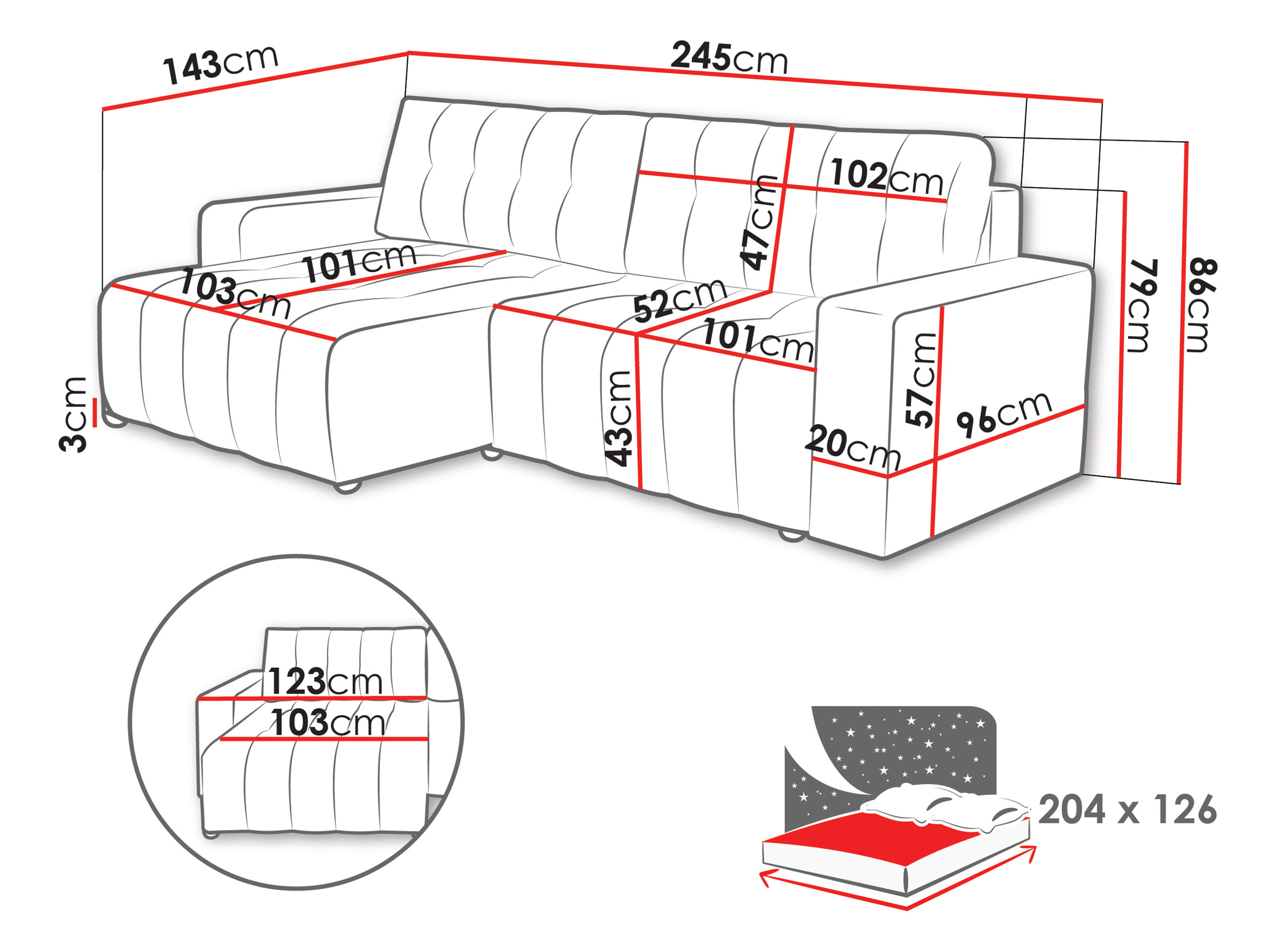 Corner sofa Cura (Bravo 28)