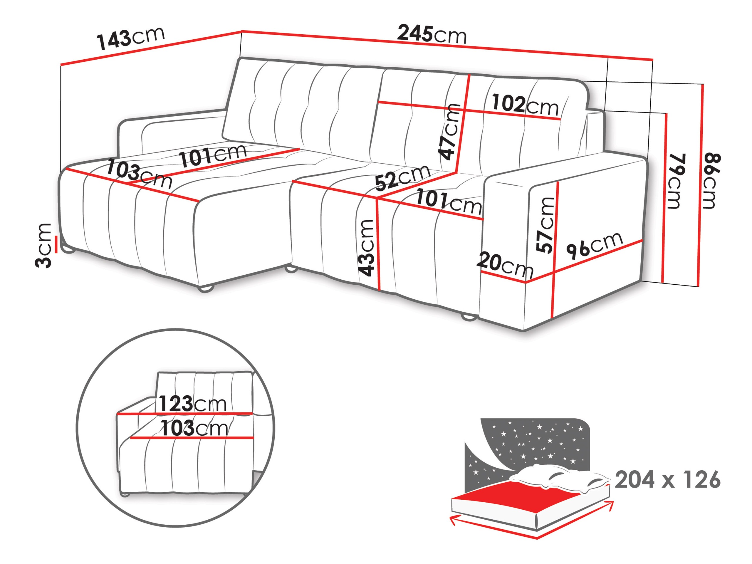 Corner sofa Cura (Bravo 36)