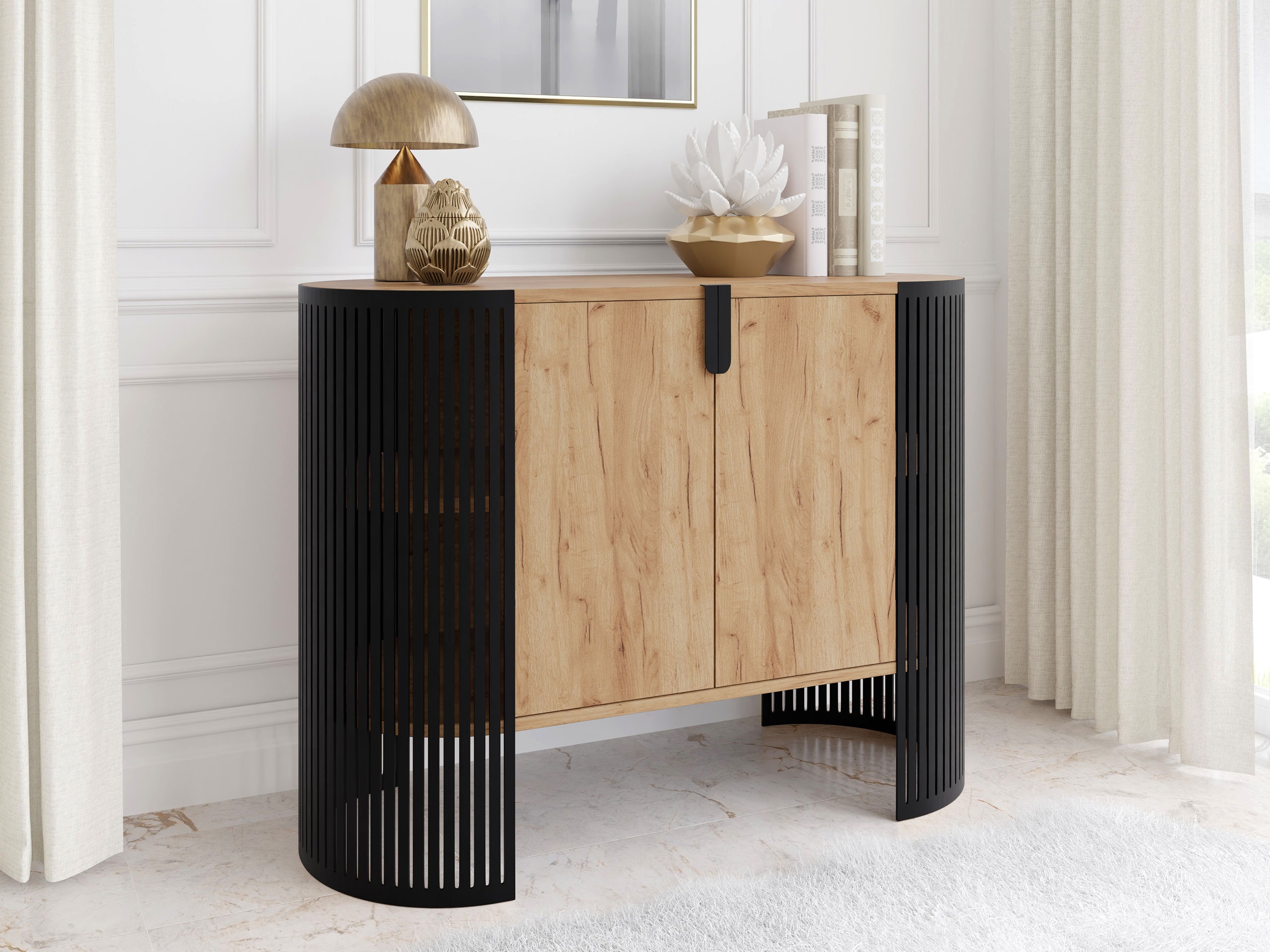 Sideboard Oswego 140 (Black + Craft golden oak)