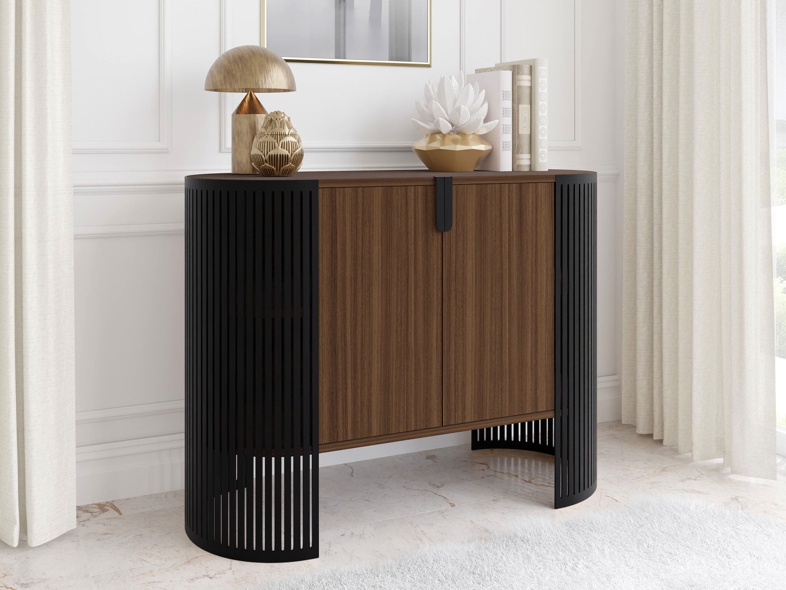 Sideboard Oswego 140 (Black + Walnut)