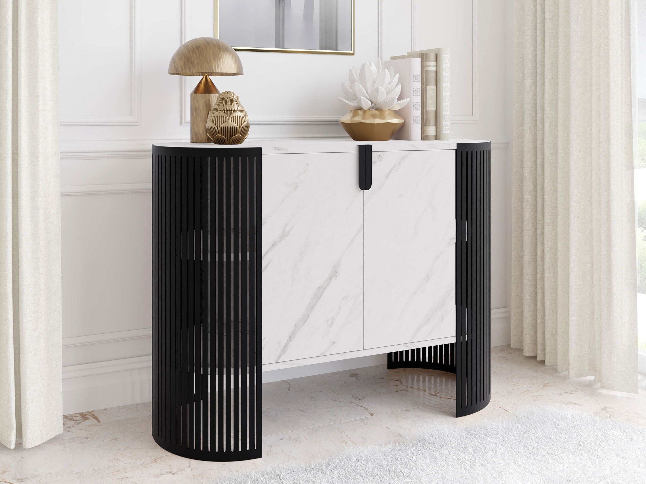 Sideboard Oswego 140 (Black + White marble)