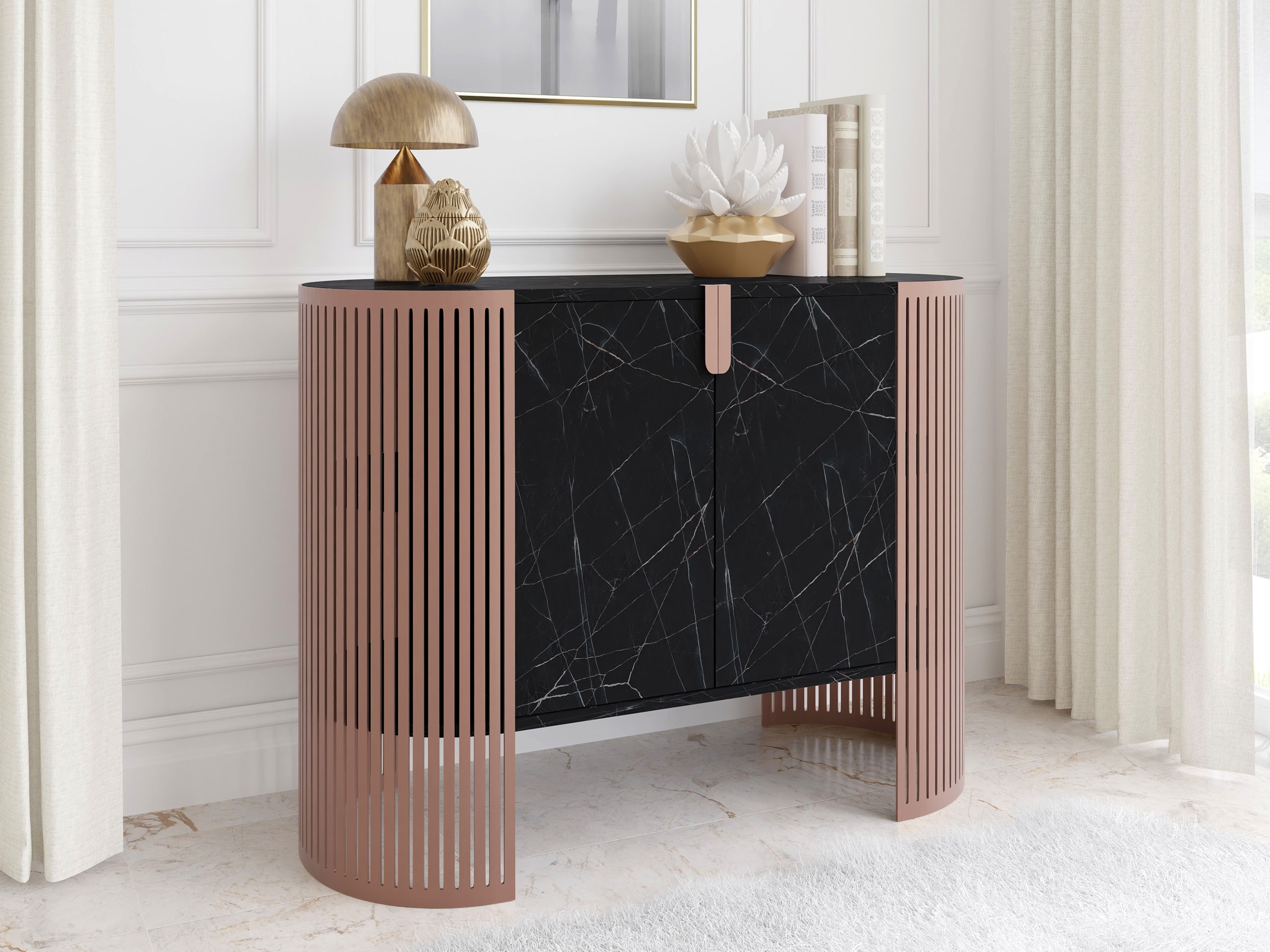 Sideboard Oswego 141 (Pink + Black marble)