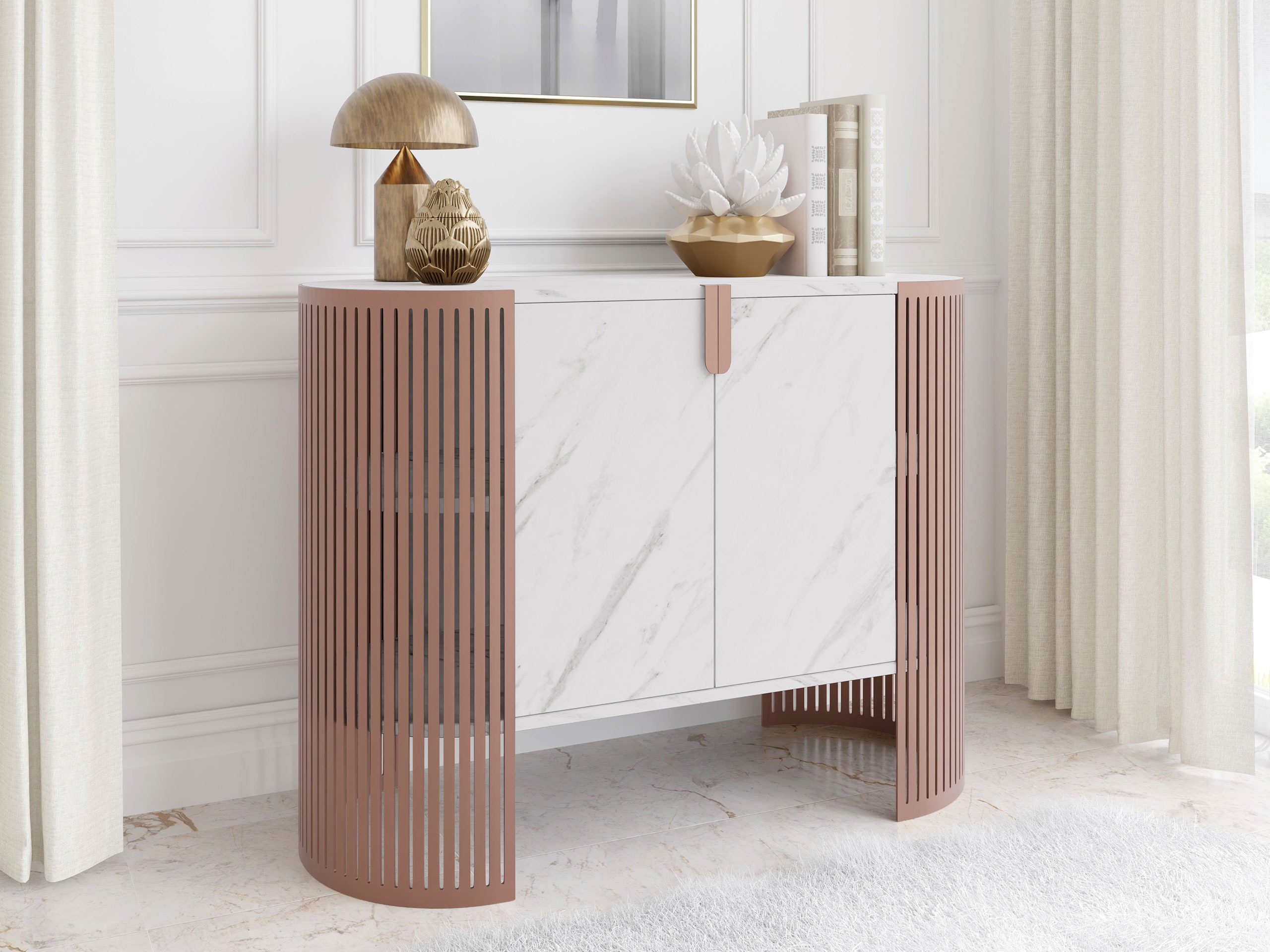 Sideboard Oswego 141 (Pink + White marble)