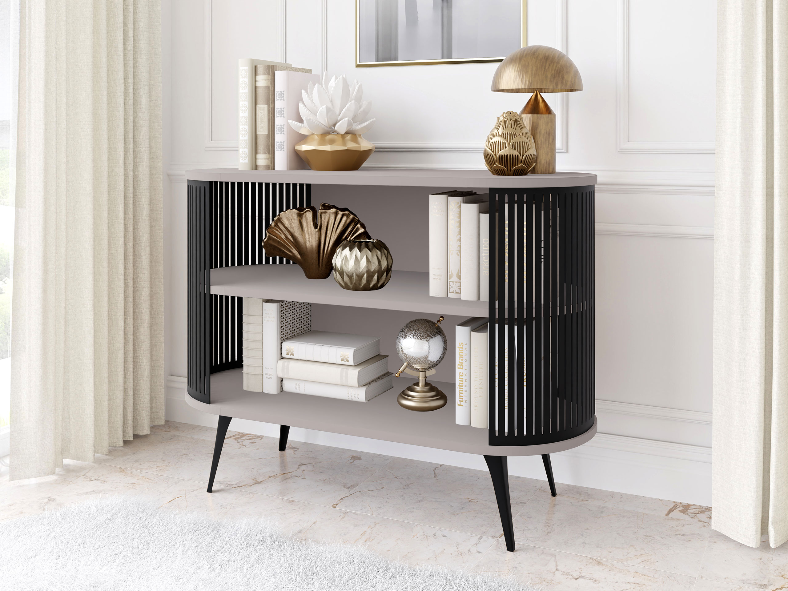 Bookcase Oswego 147 (Black + Cashmere)