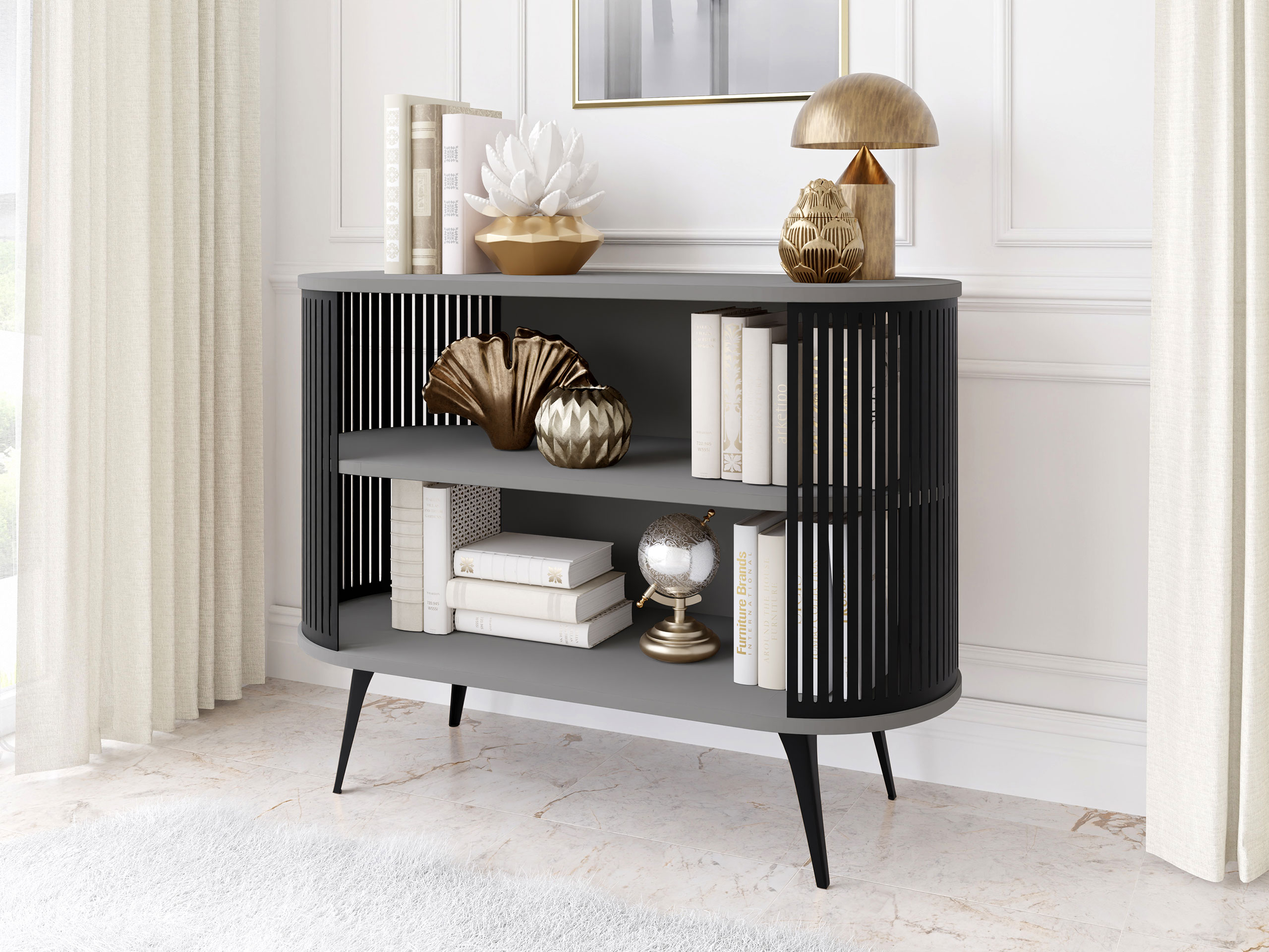 Bookcase Oswego 147 (Black + Graphite)