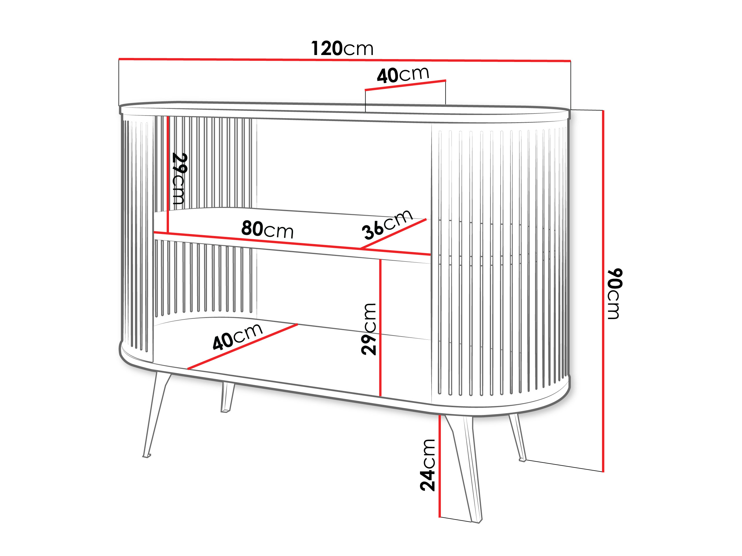Bookcase Oswego 147 (Black + White marble)