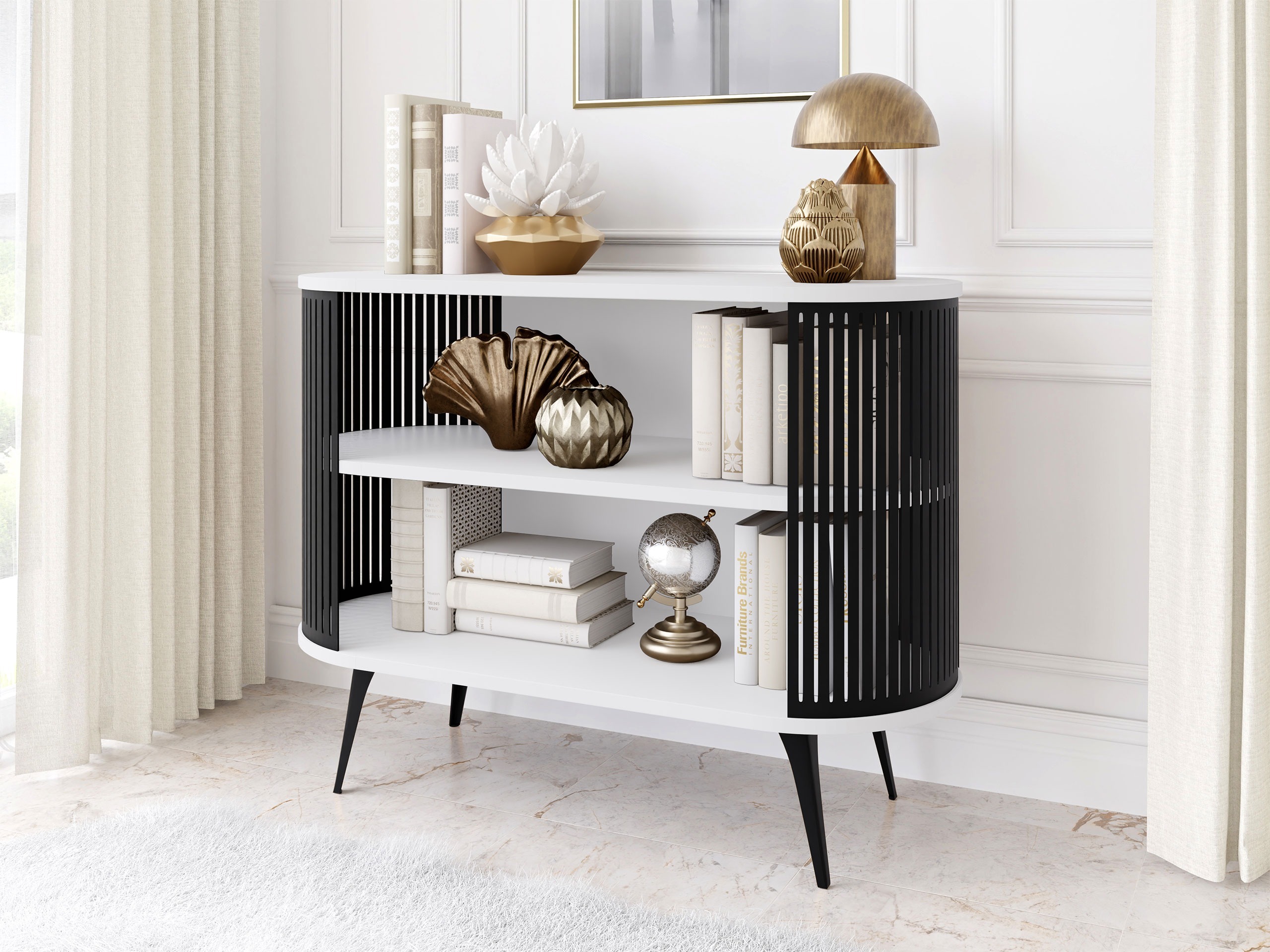 Bookcase Oswego 147 (Black + White)