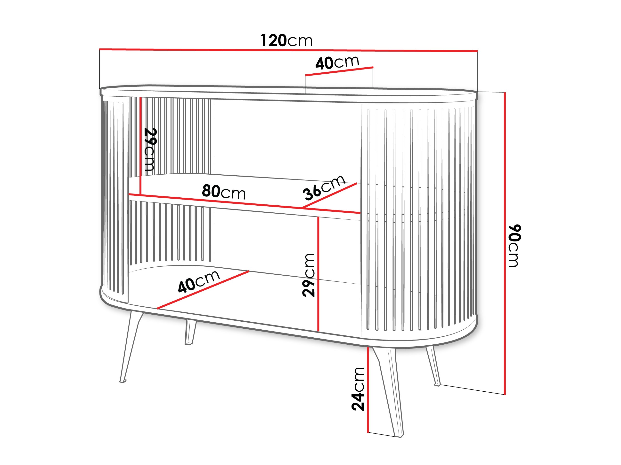 Bookcase Oswego 147 (Black + White)