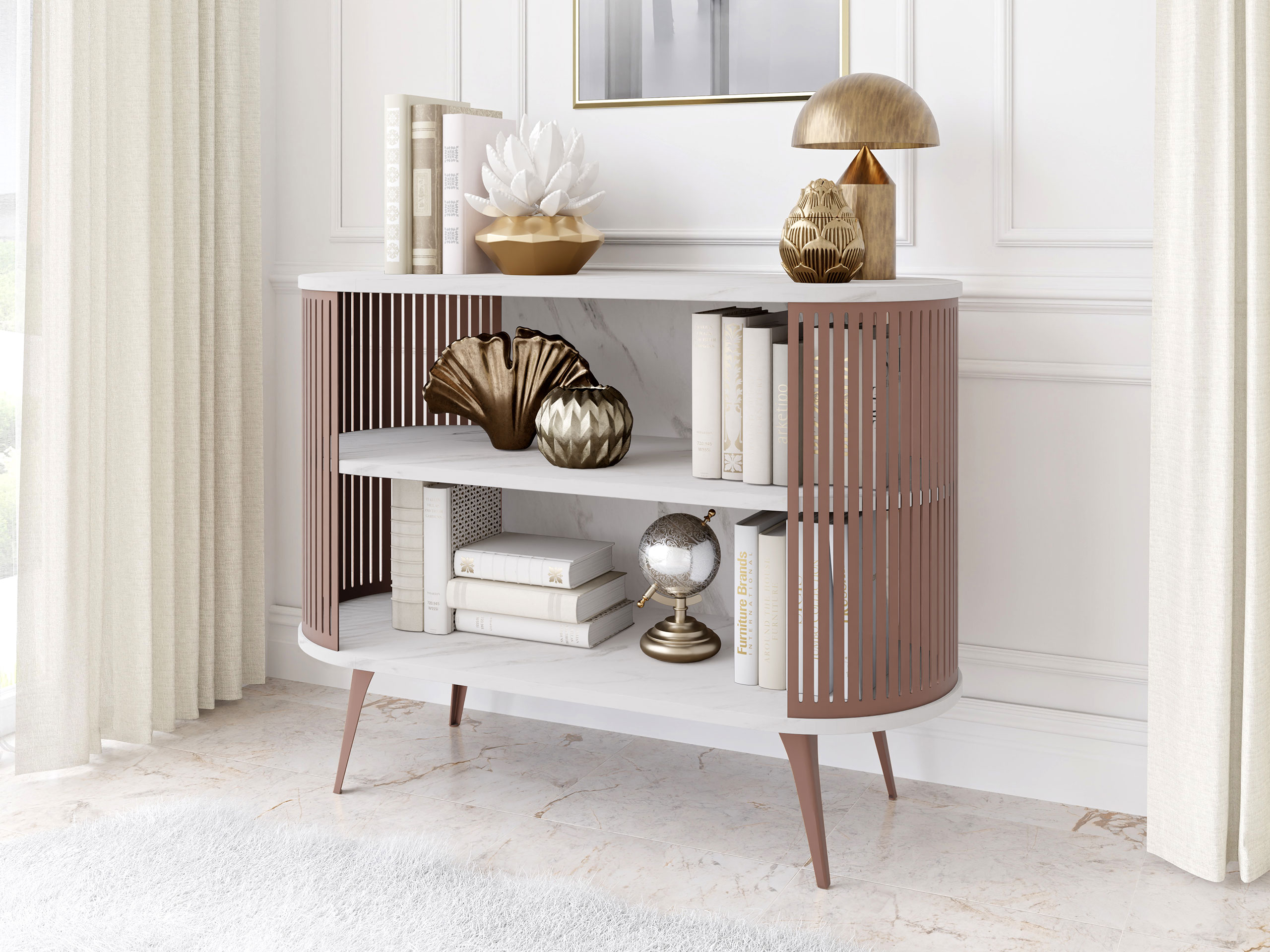 Bookcase Oswego 148 (Pink + White marble)