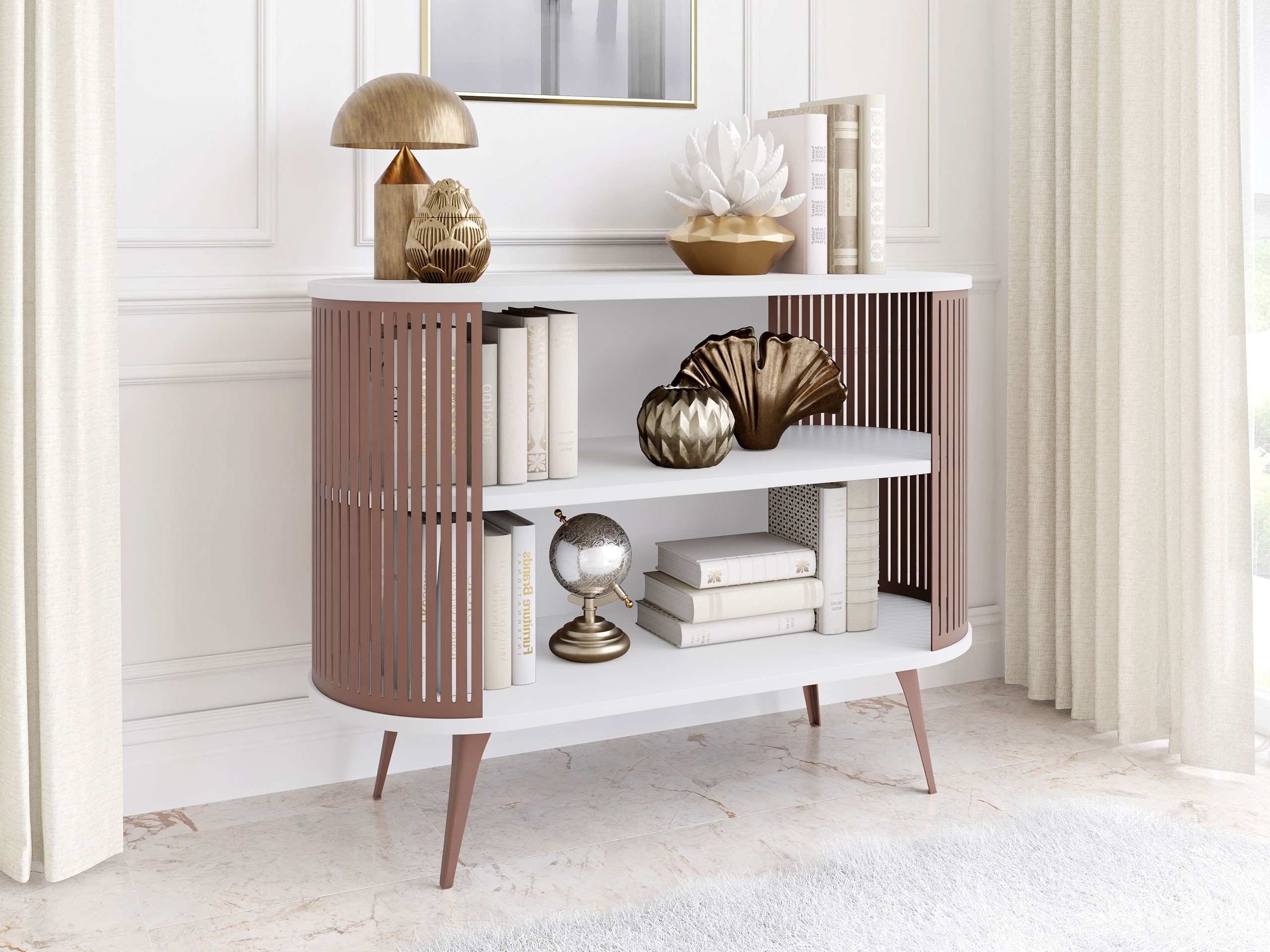 Bookcase Oswego 148 (Pink + White)