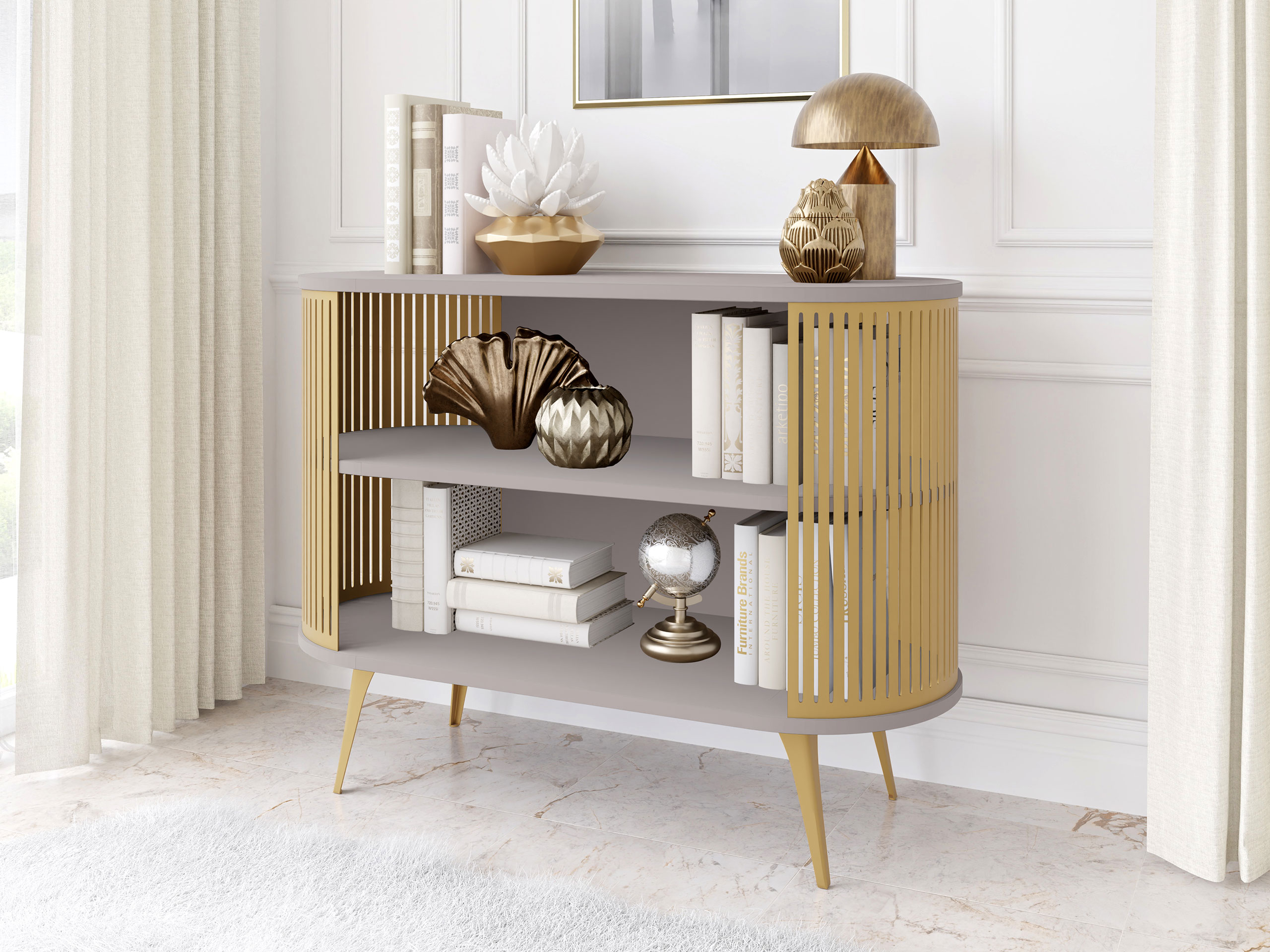 Bookcase Oswego 149 (Golden + Cashmere)