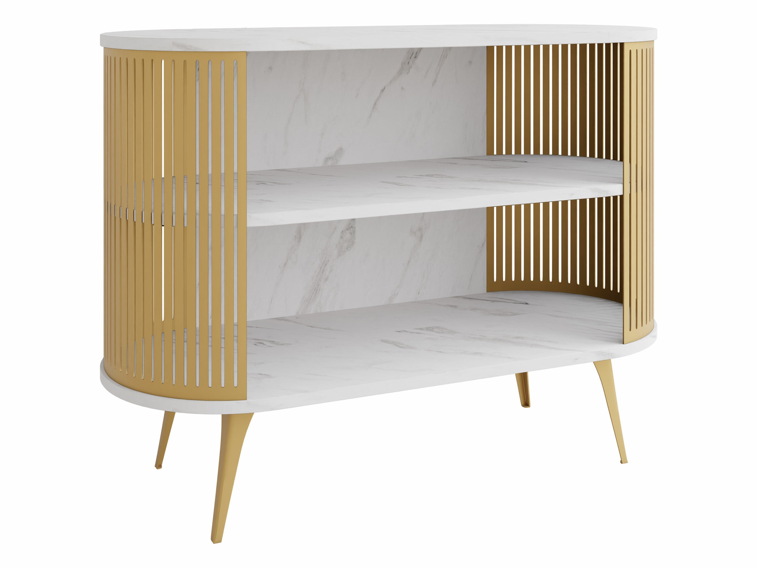 Bookcase Vitum II (Golden + White marble)