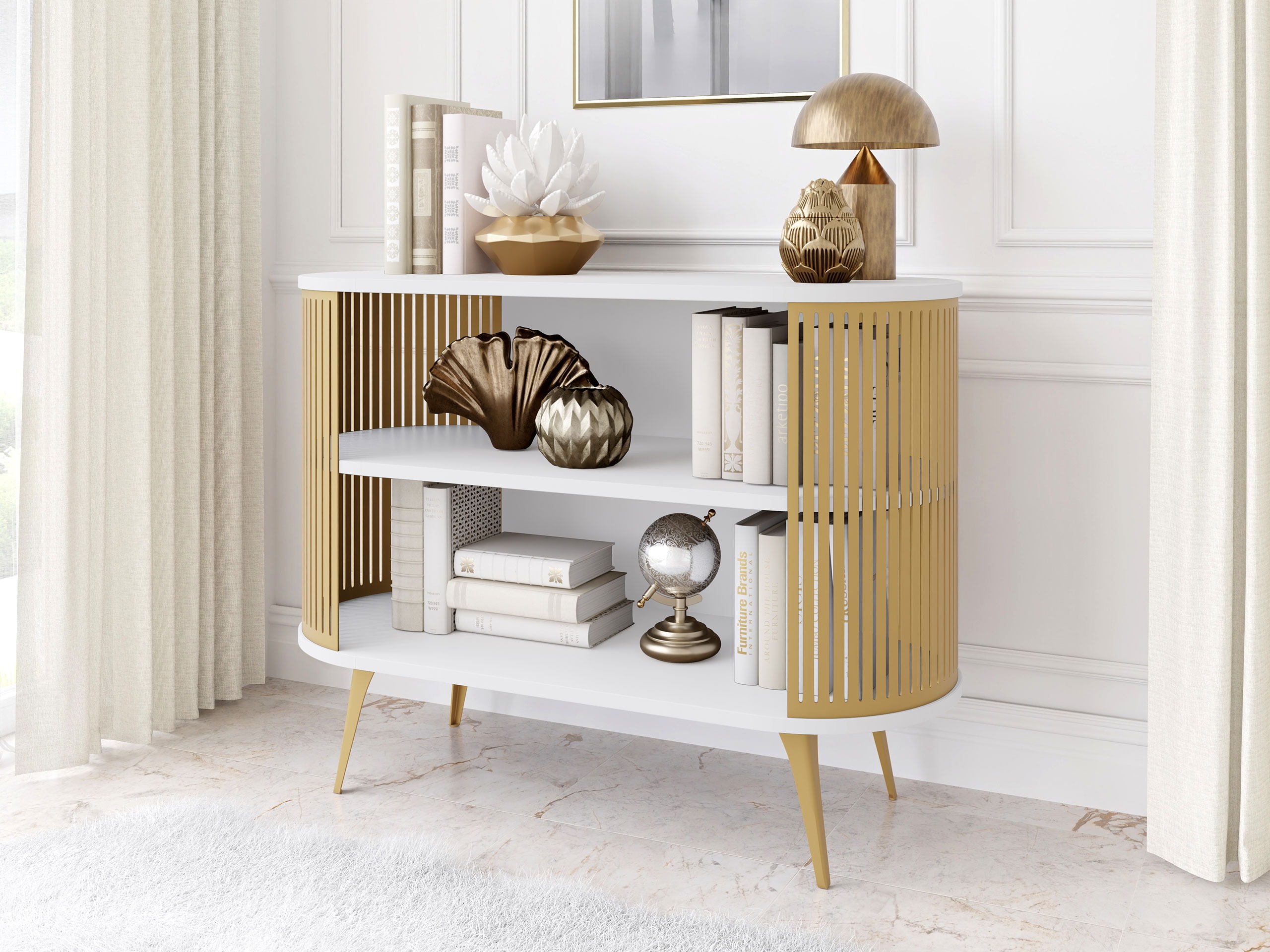 Bookcase Vitum II (Golden + White)
