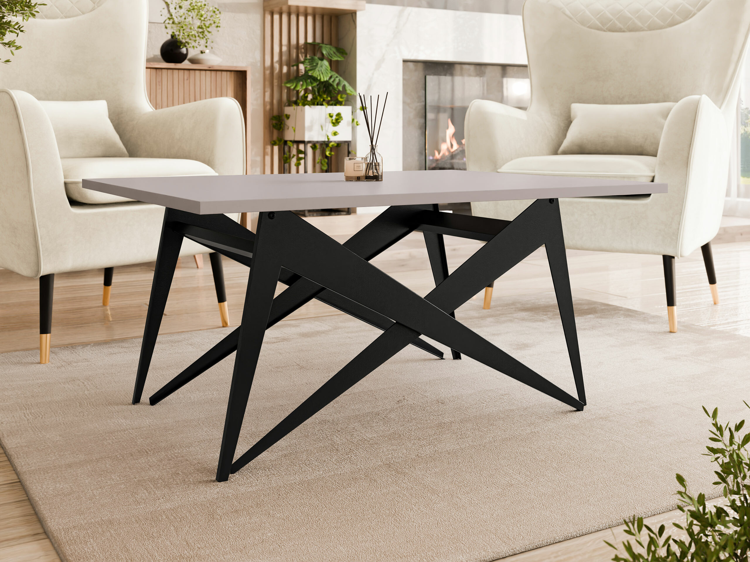 Coffee table transformer Oswego 150 (Cashmere + Black)