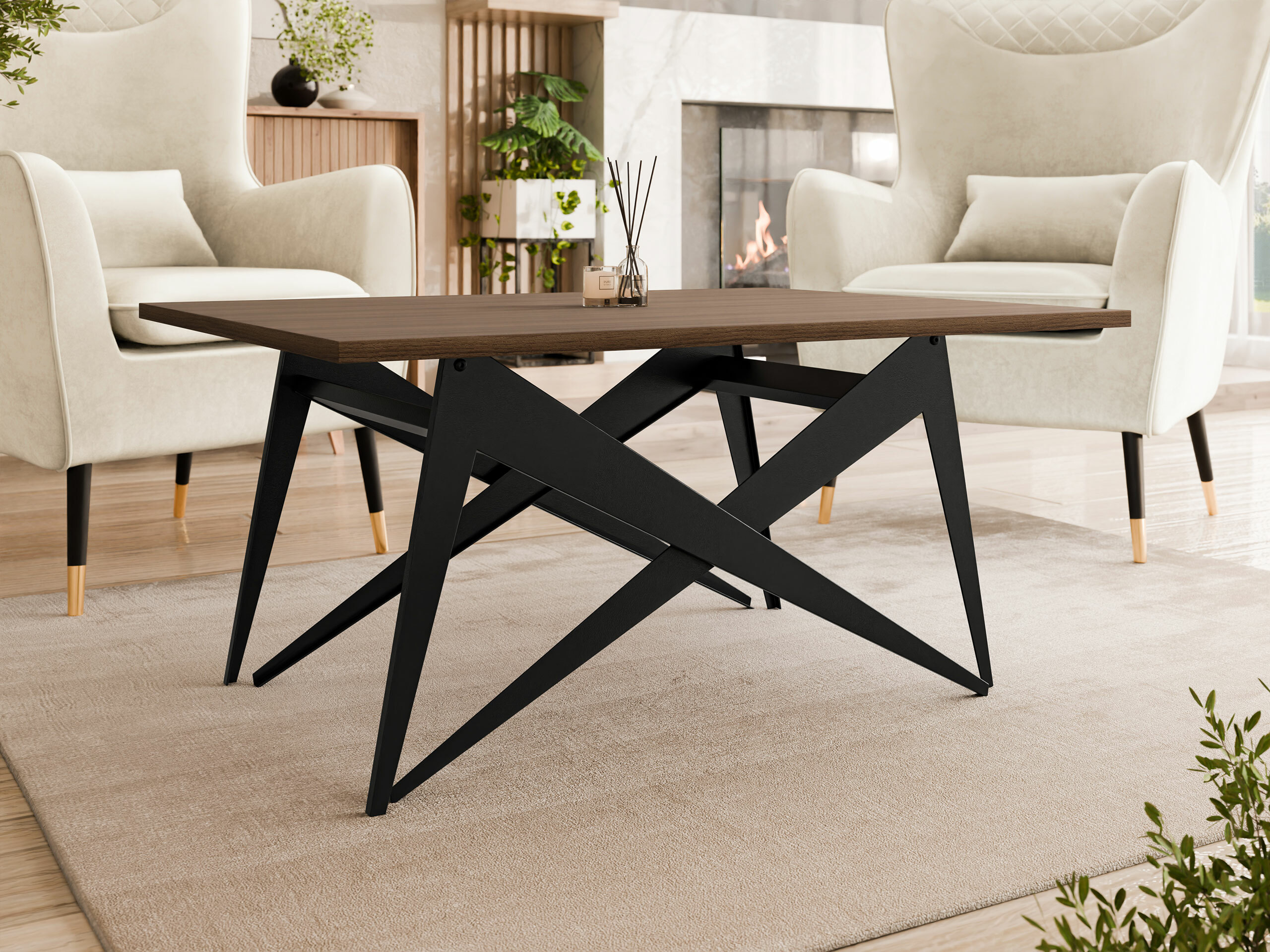 Coffee table transformer Oswego 150 (Walnut + Black)