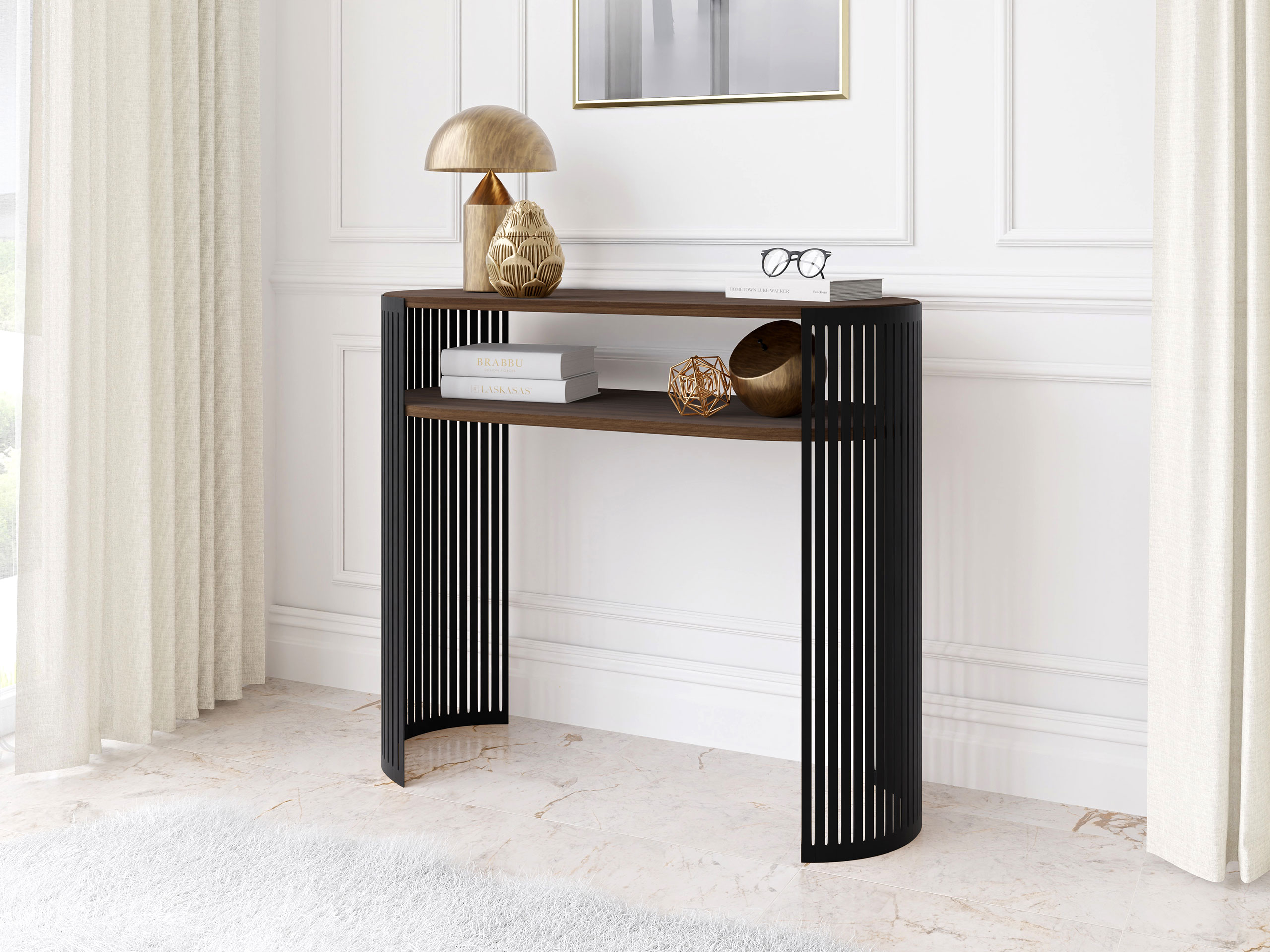 Console table Civer (Black + Walnut)