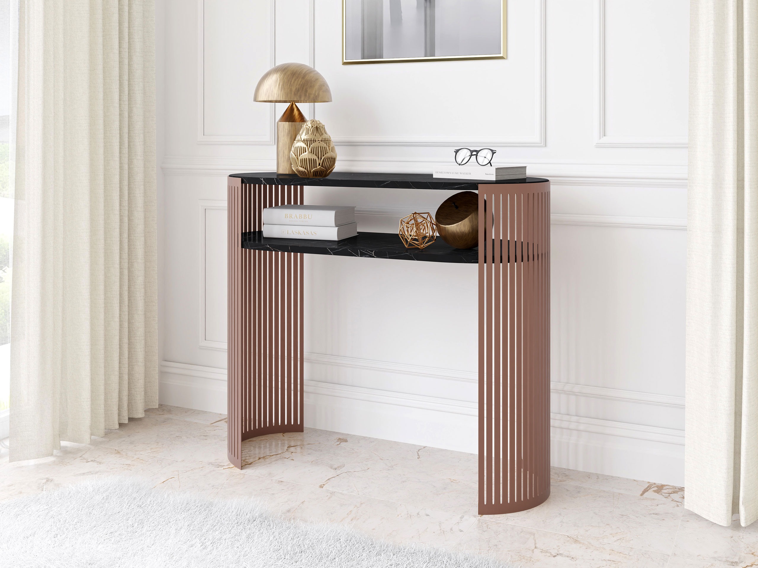Console table Civer I (Pink + Black marble)