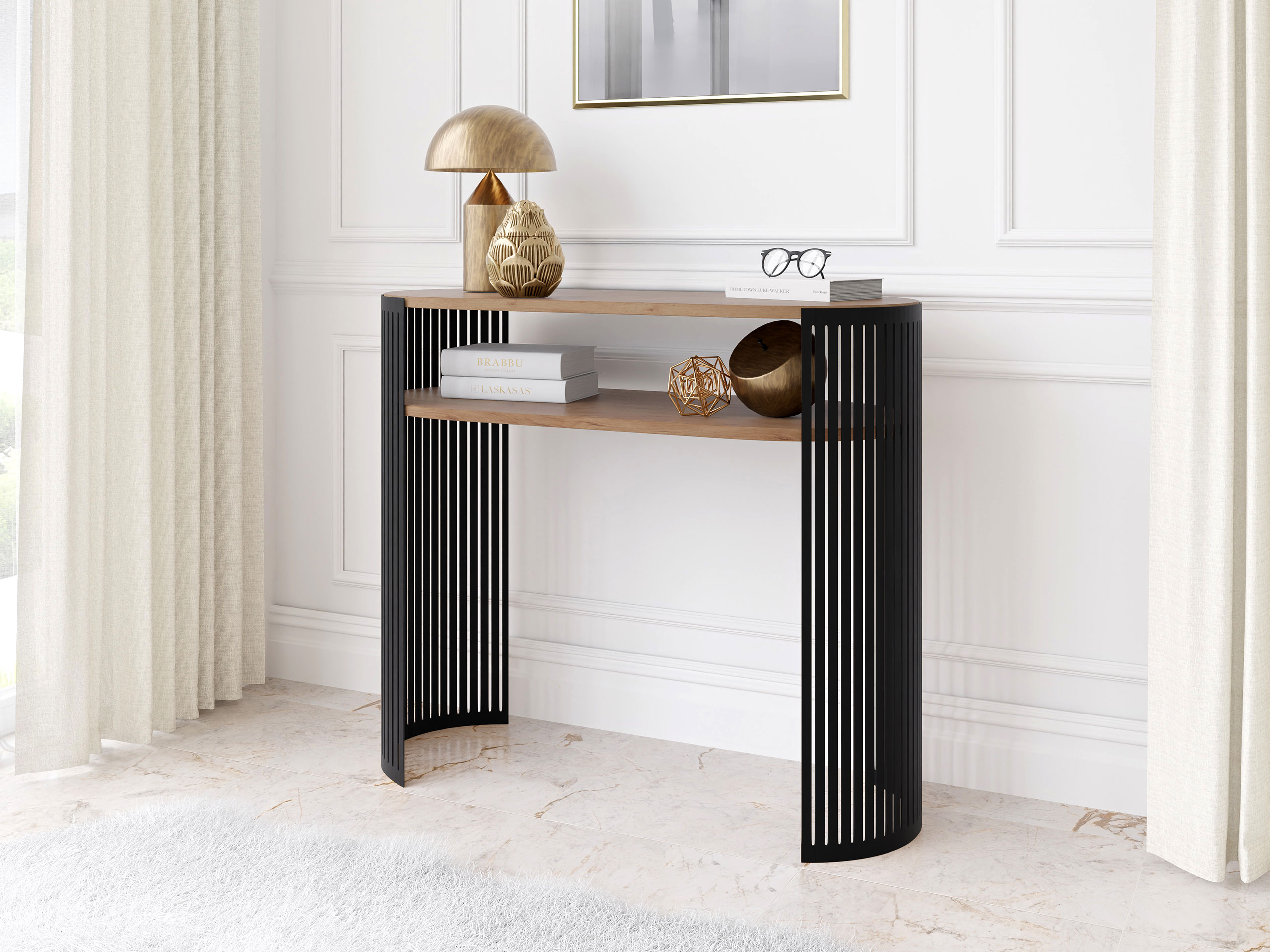 Console table Oswego 143 (Black + Craft golden oak)