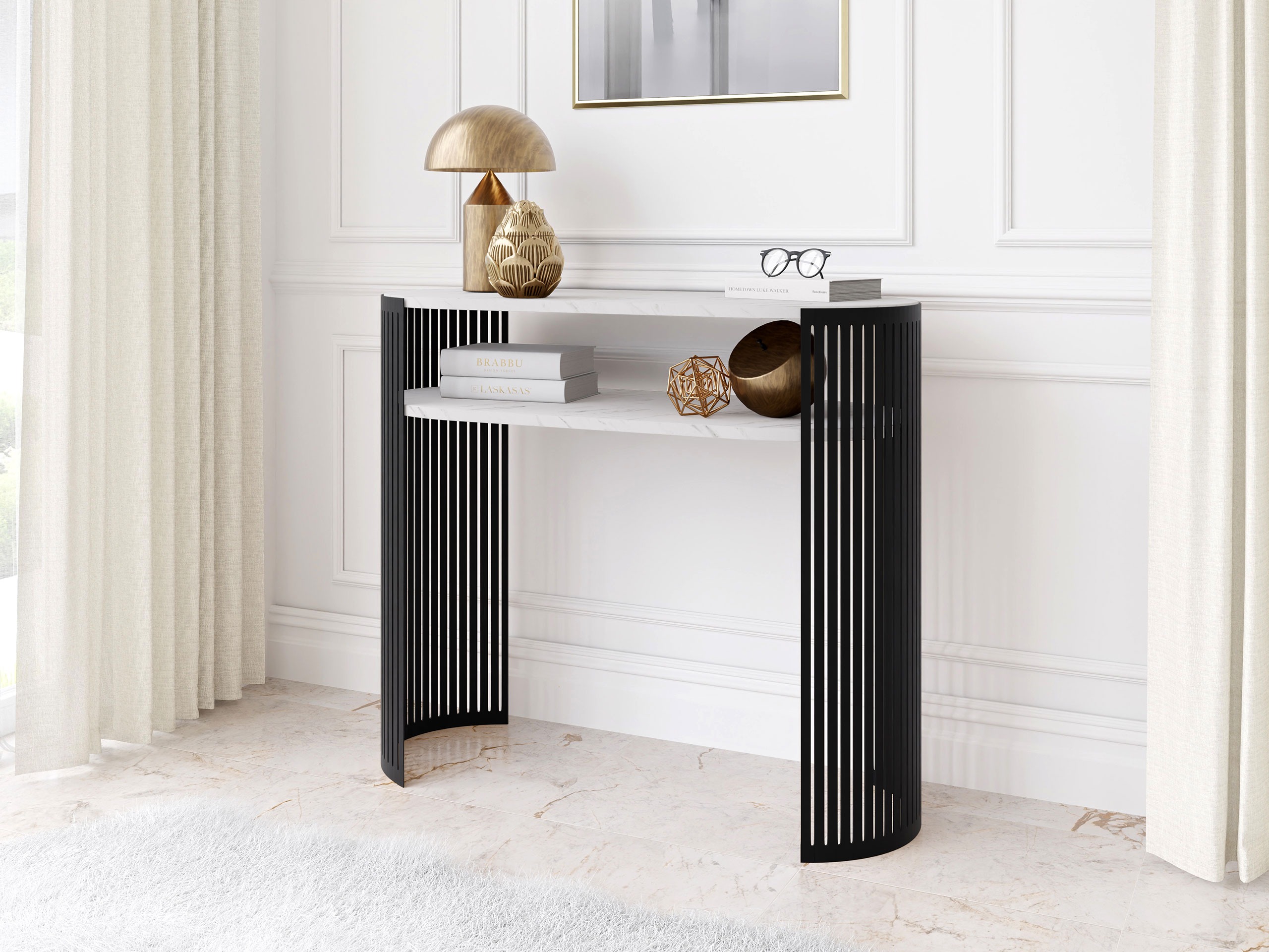Console table Oswego 143 (Black + White marble)