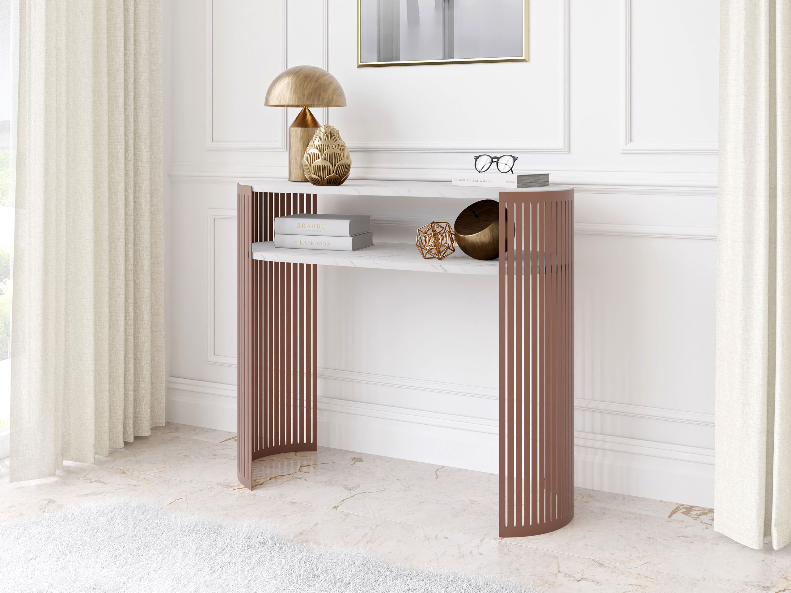 Console table Oswego 144 (Pink + White marble)