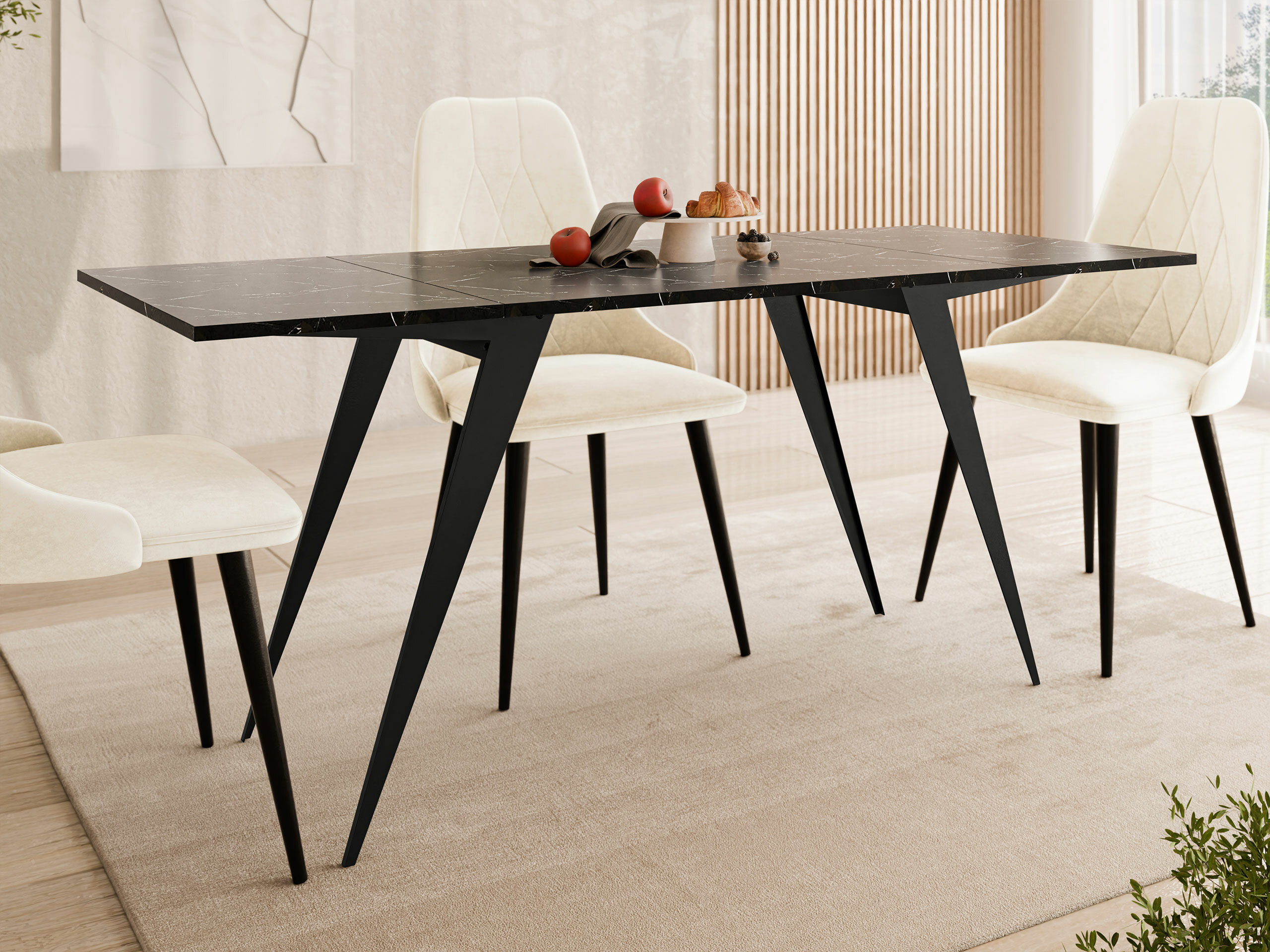 Transforming coffee table Oswego 150 (Black marble + Black)