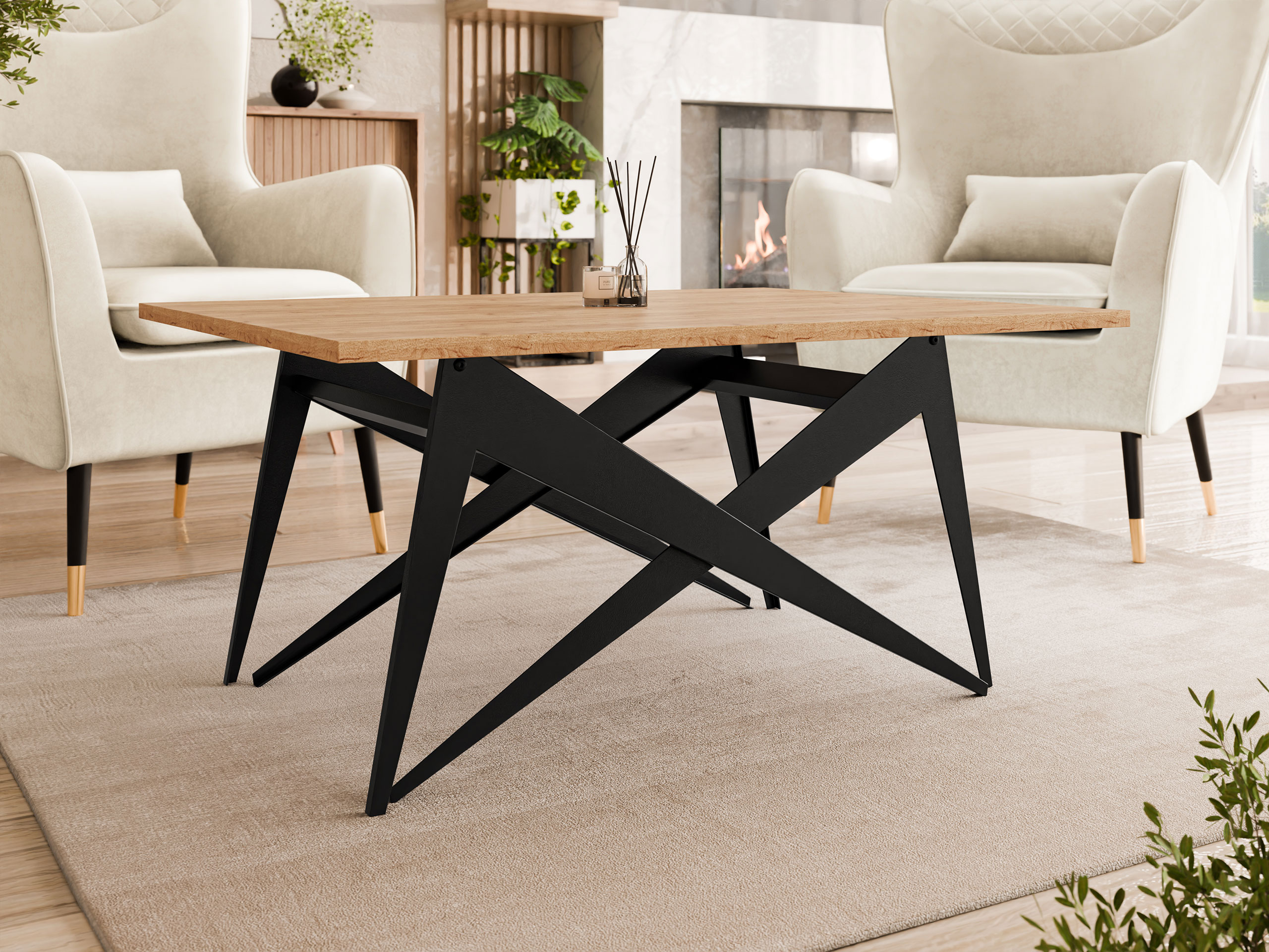 Transforming coffee table Oswego 150 (Craft golden oak + Black)
