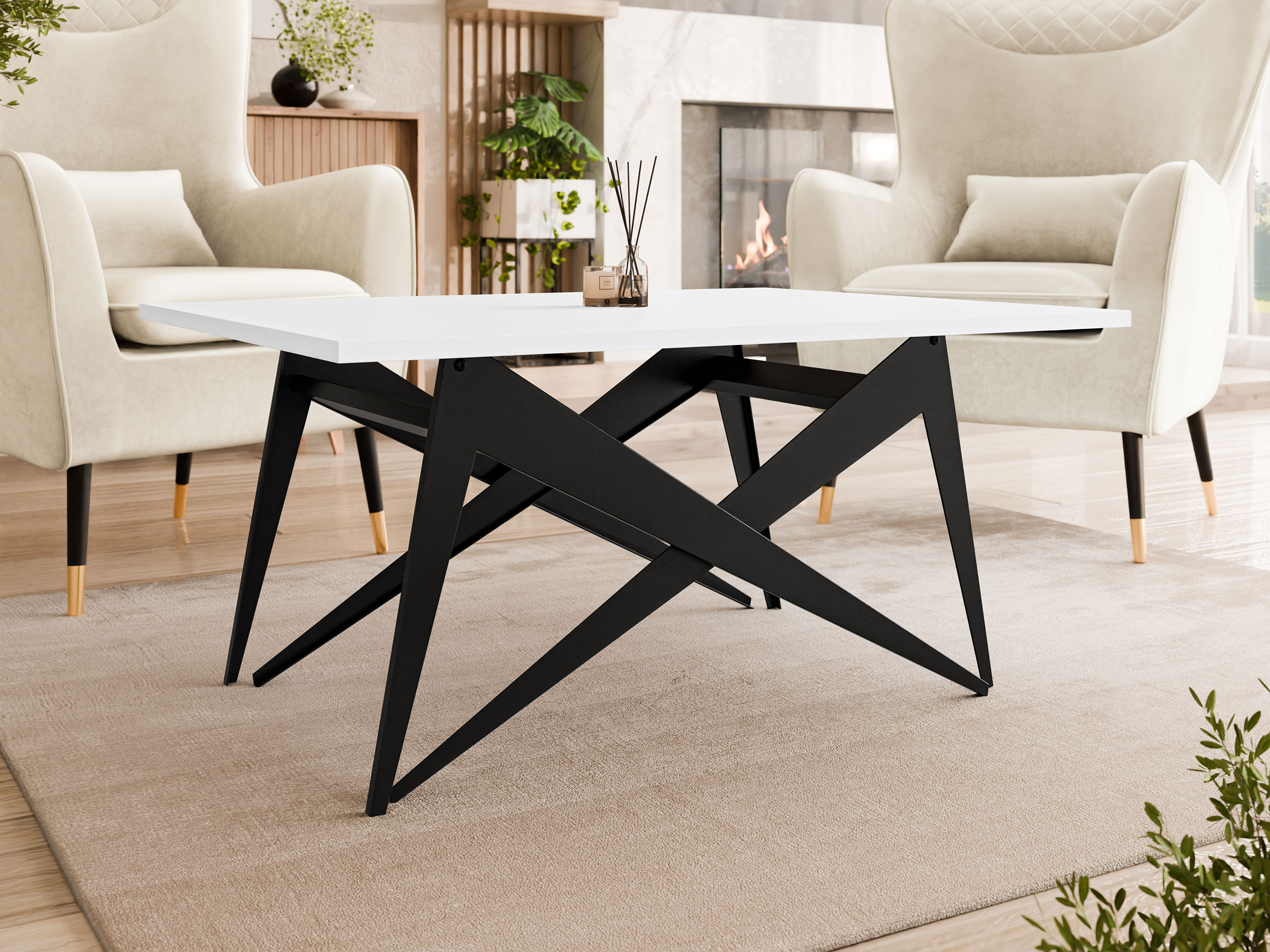 Transforming coffee table Oswego 150 (White + Black)