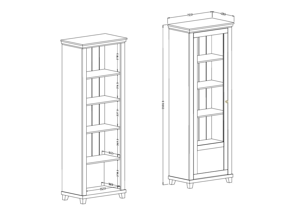Bookcase Tolnue 101 (Dark green + Lefkas oak)