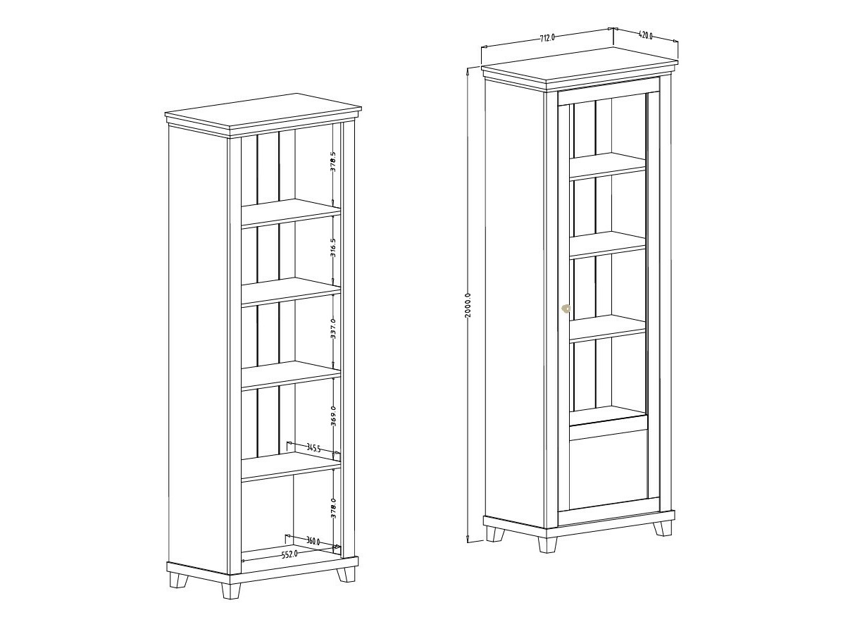 Bookcase Tolnue 101 (Dark green + Lefkas oak)