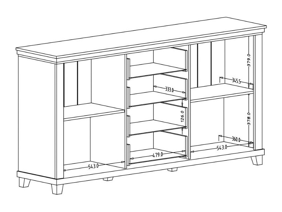 Chest of drawers Tolnue 103 (Dark green + Lefkas oak)