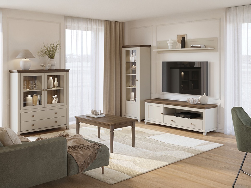 Chest of drawers Tolnue 105 (Light beige + Oak)