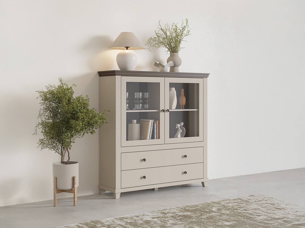 Chest of drawers Tolnue 105 (Light beige + Oak)