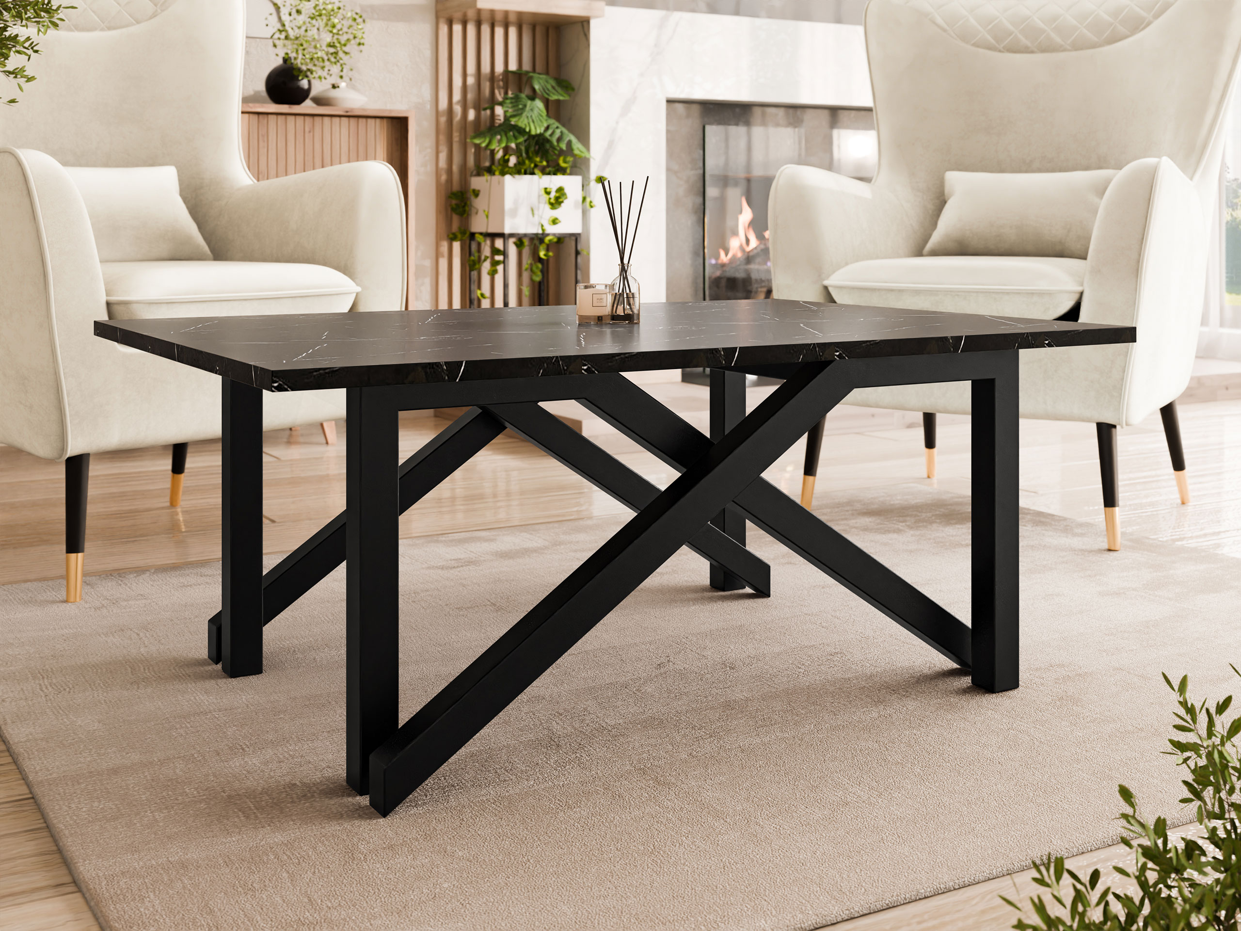 Coffee table transformer Oswego 151 (Black marble + Black)