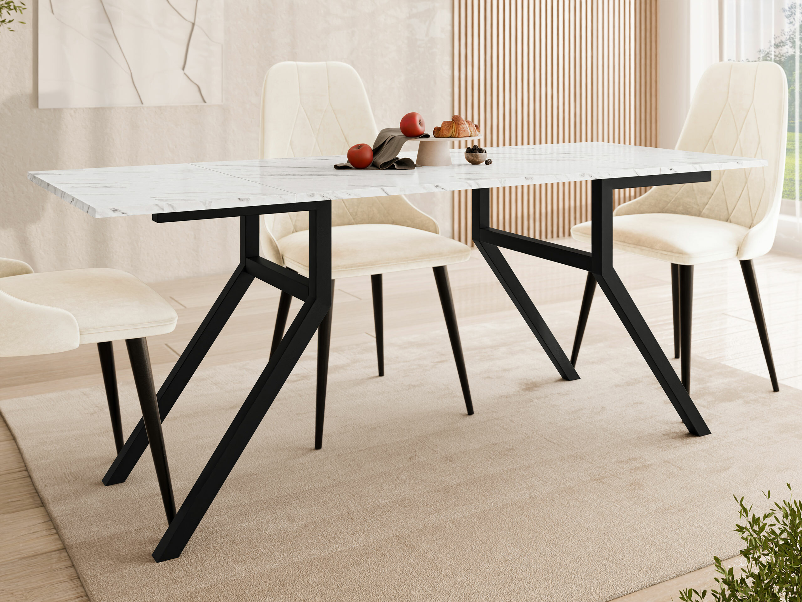 Coffee table transformer Oswego 151 (White marble + Black)