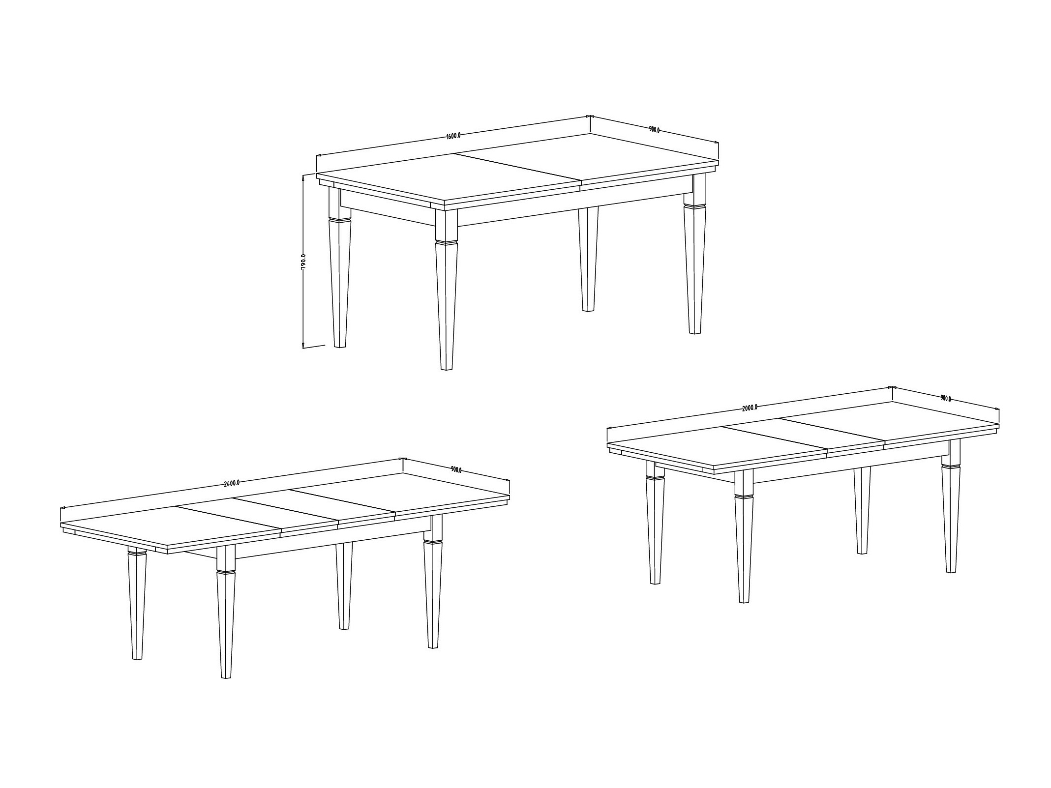 Table Tolnue 107 (Dark green + Lefkas oak)