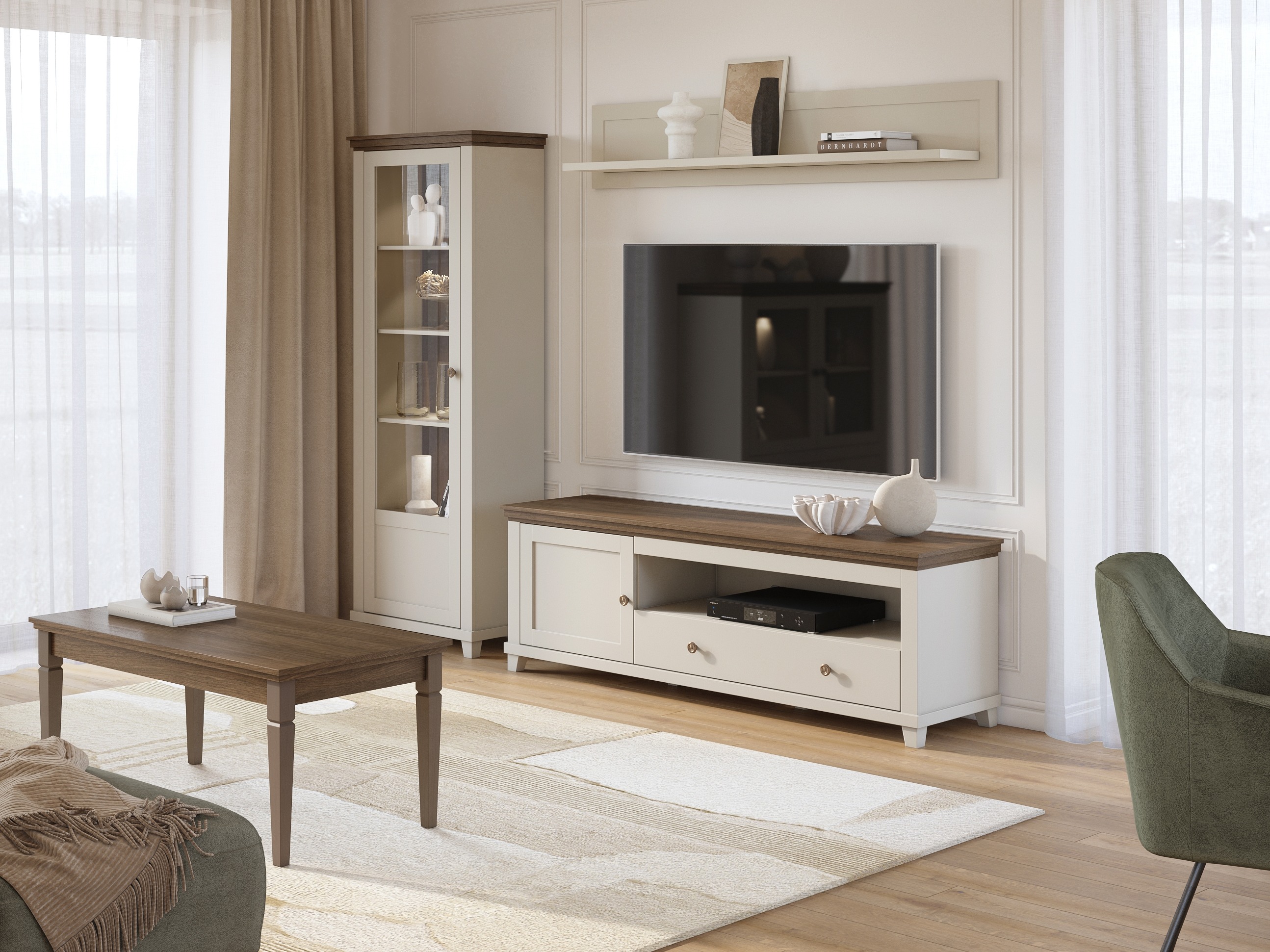 TV stand Tolnue 104 (Light beige + Oak)