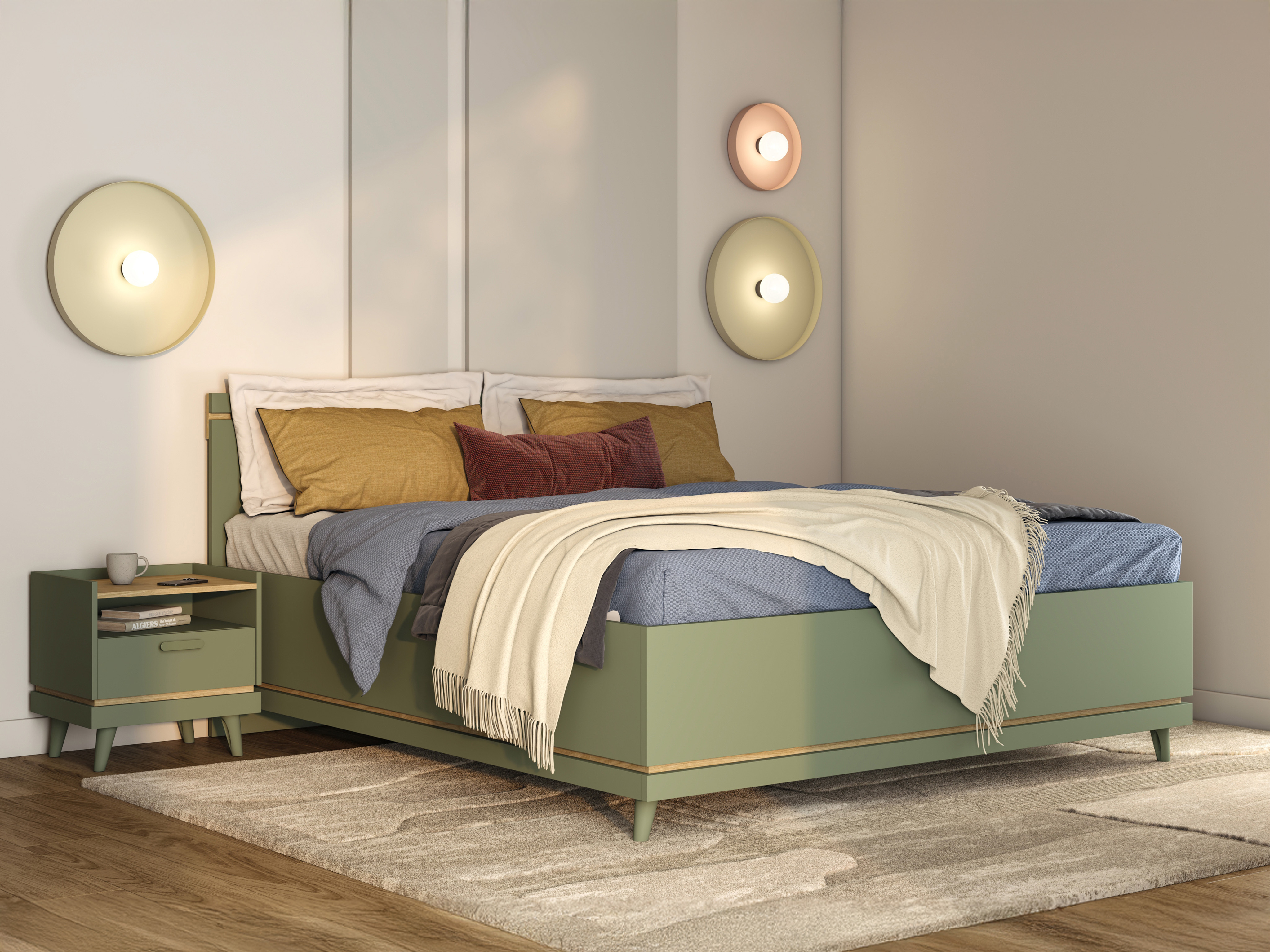 Bed Fertalu 107 (Green + Oak)