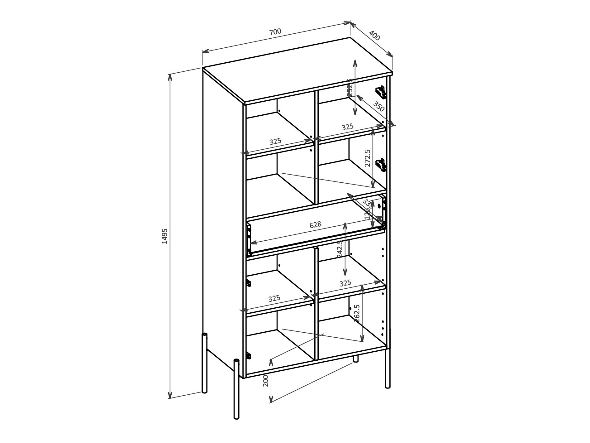 Bookcase Levtenu 120 (Oak + Cashmere)