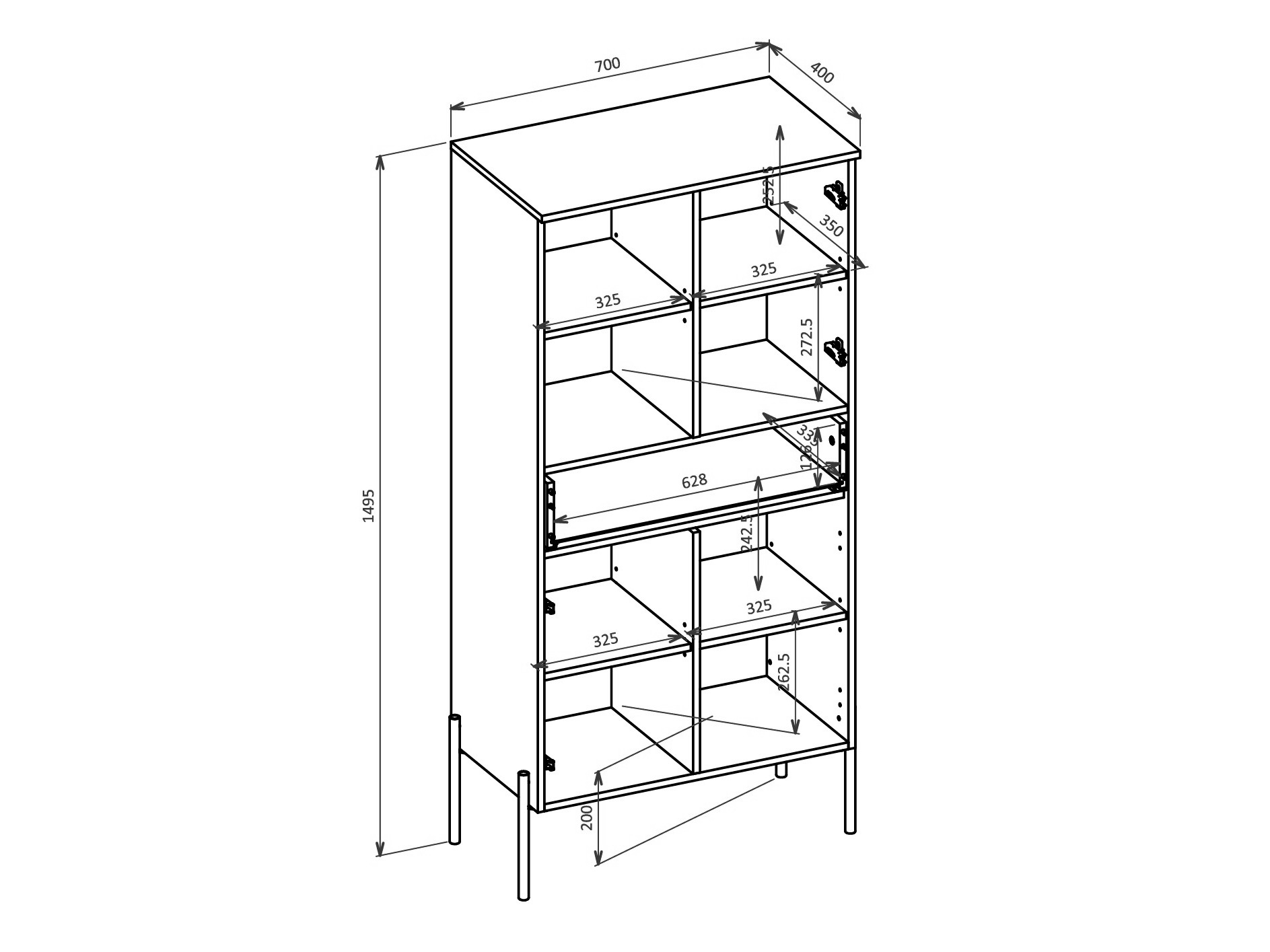 Bookcase Levtenu 121 (Cashmere)