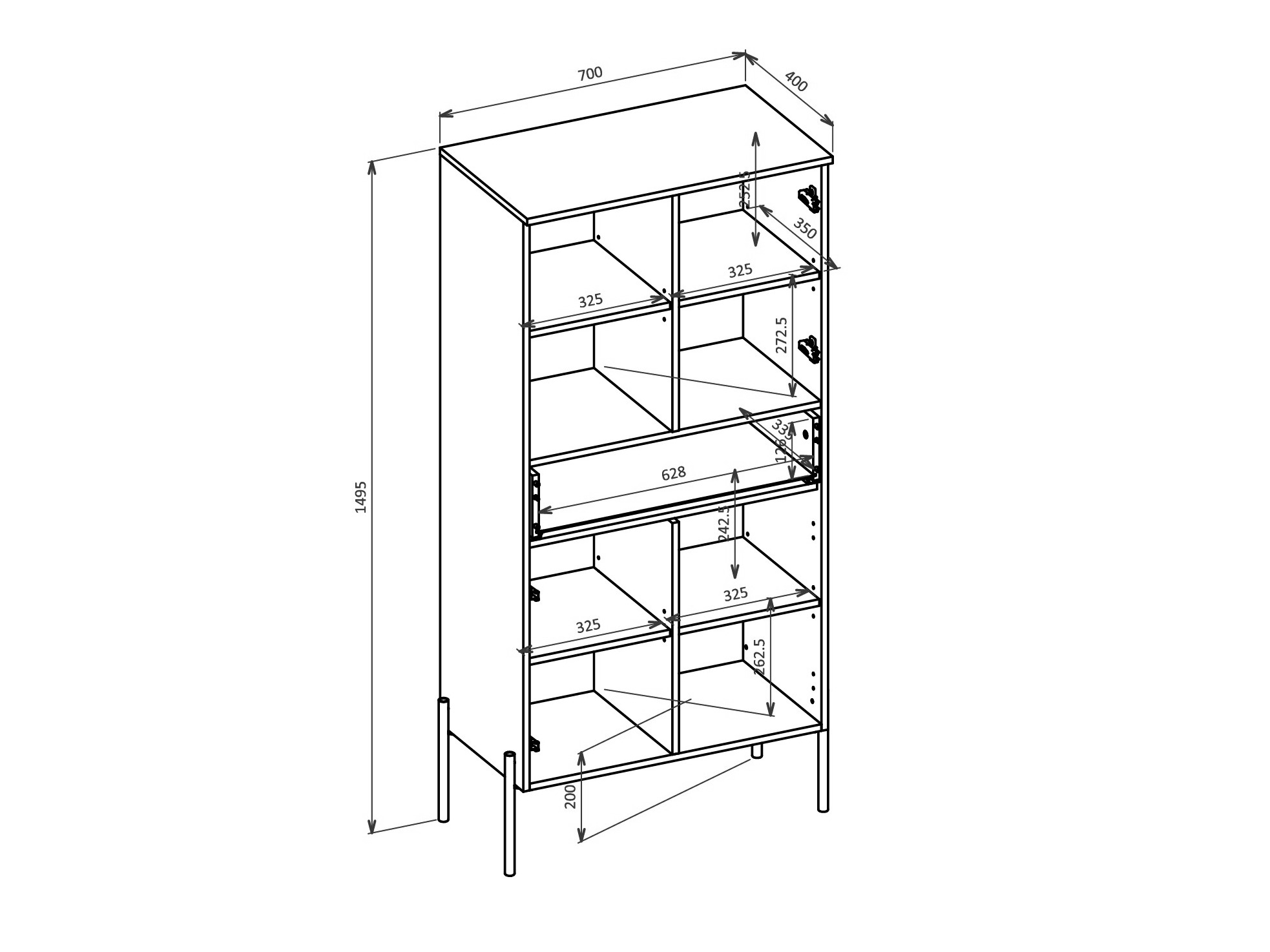 Bookcase Levtenu 121 (Oak + Cashmere)