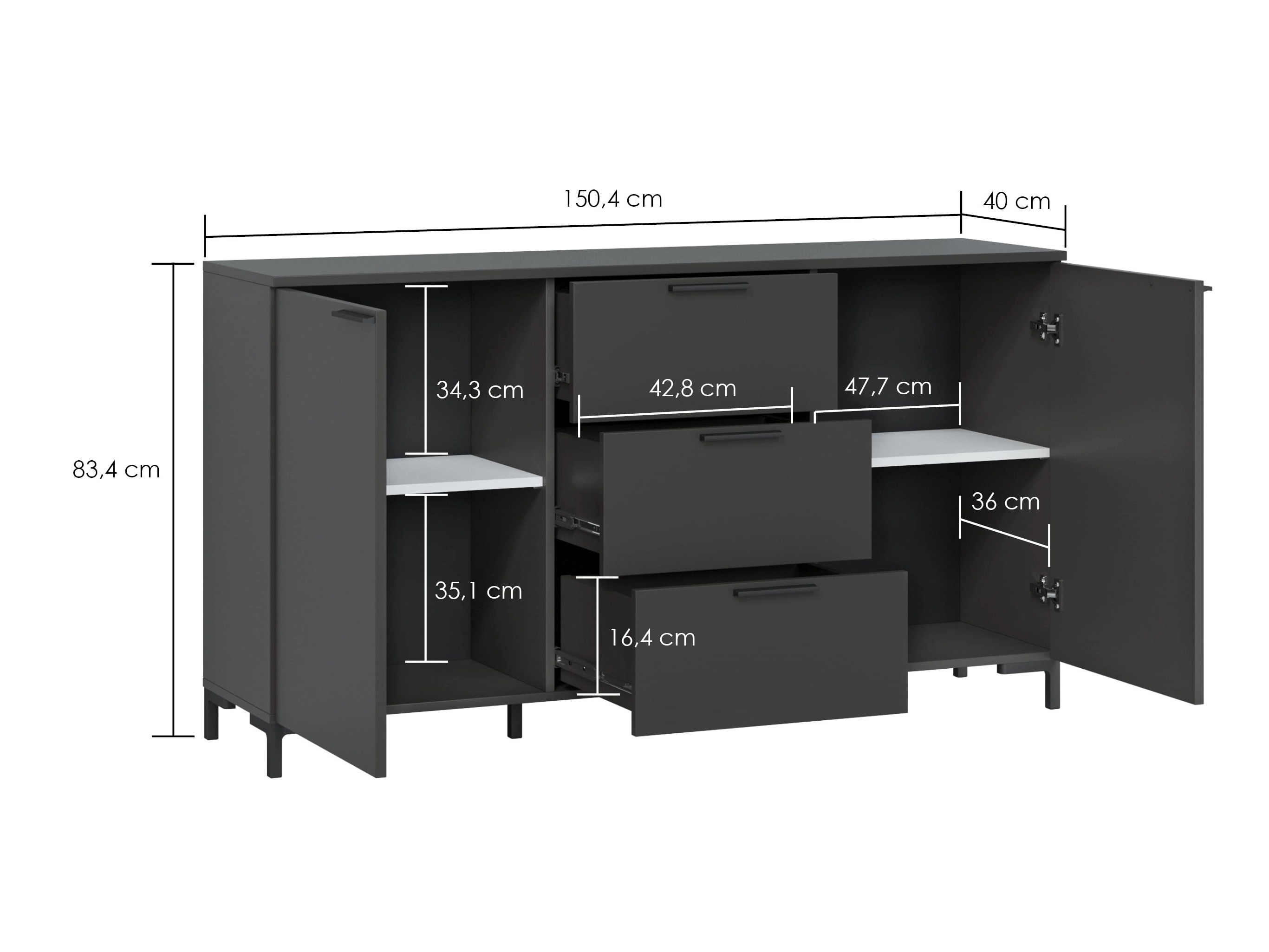 Chest of drawers Salnola 101 (Grey)