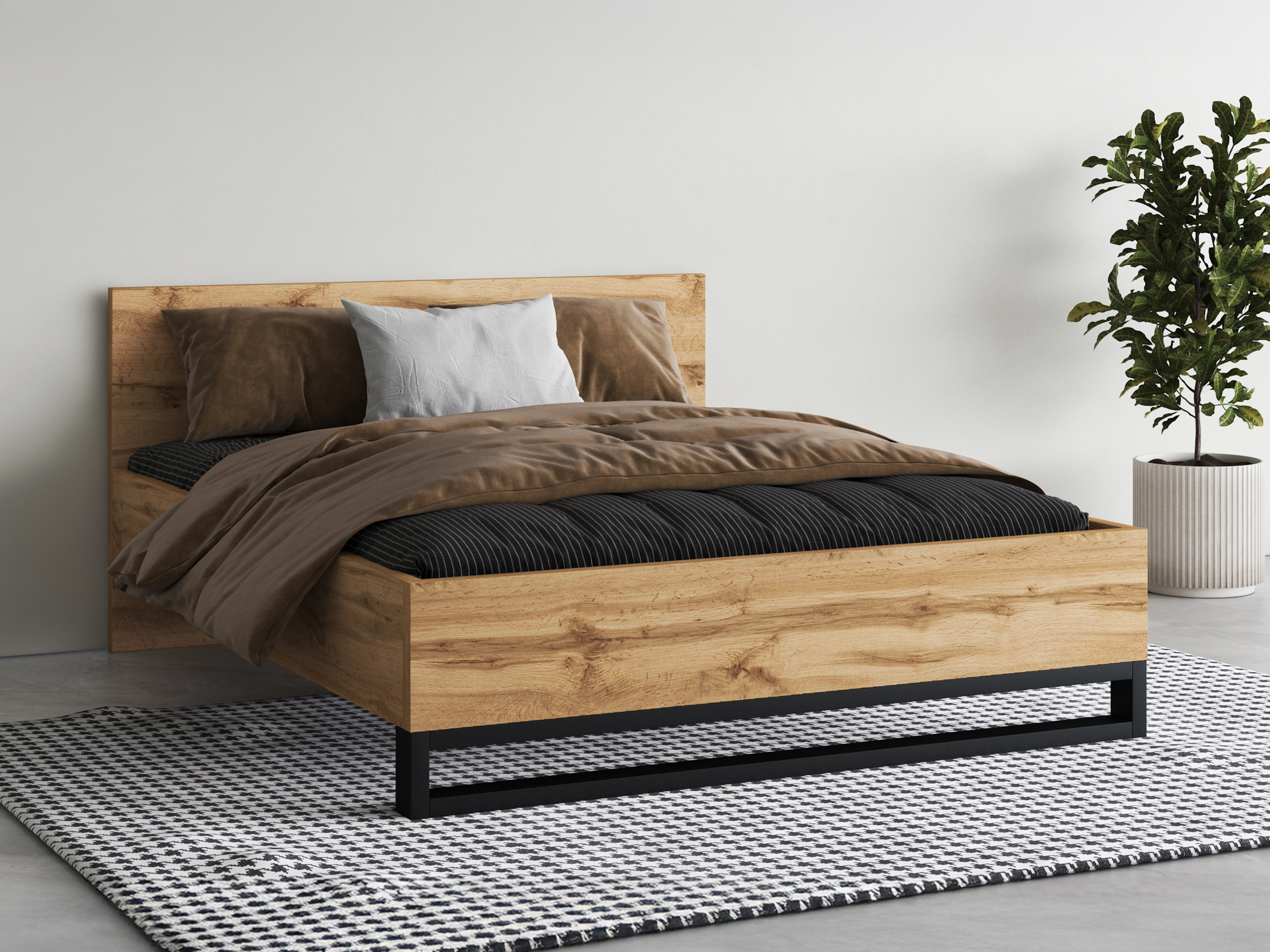 Bed Avicavu 118 (Wotan Oak + Black)