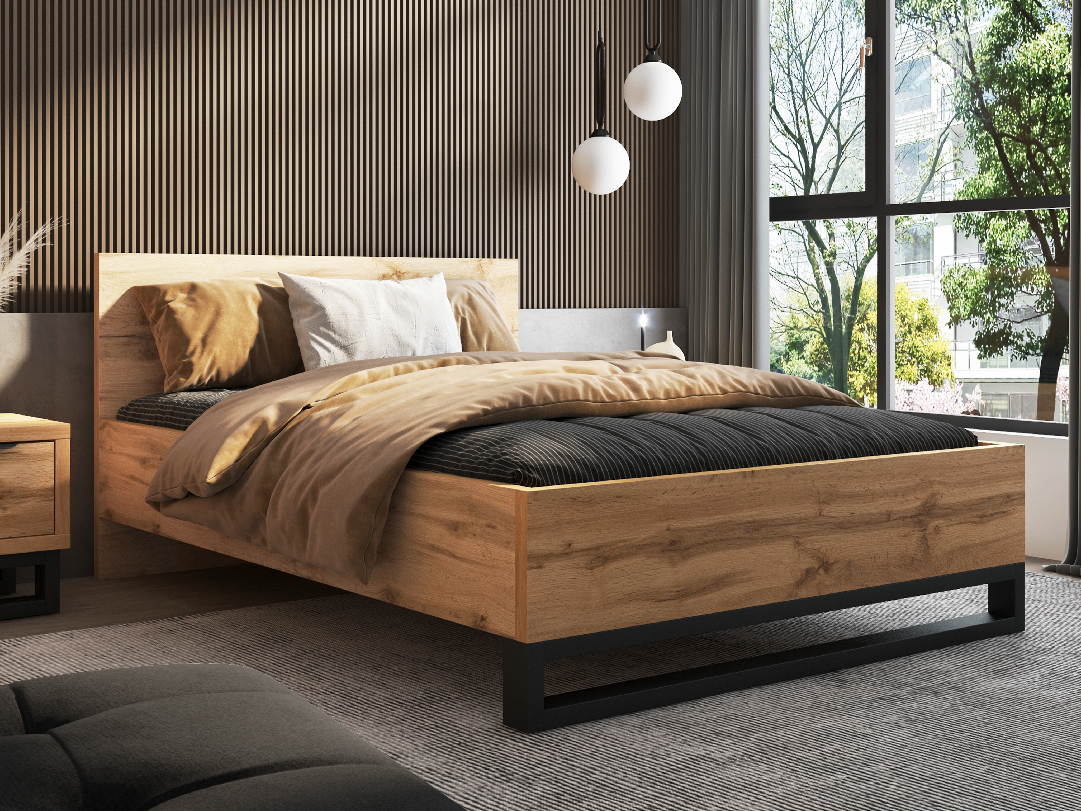 Bed Avicavu 118 (Wotan Oak + Black)